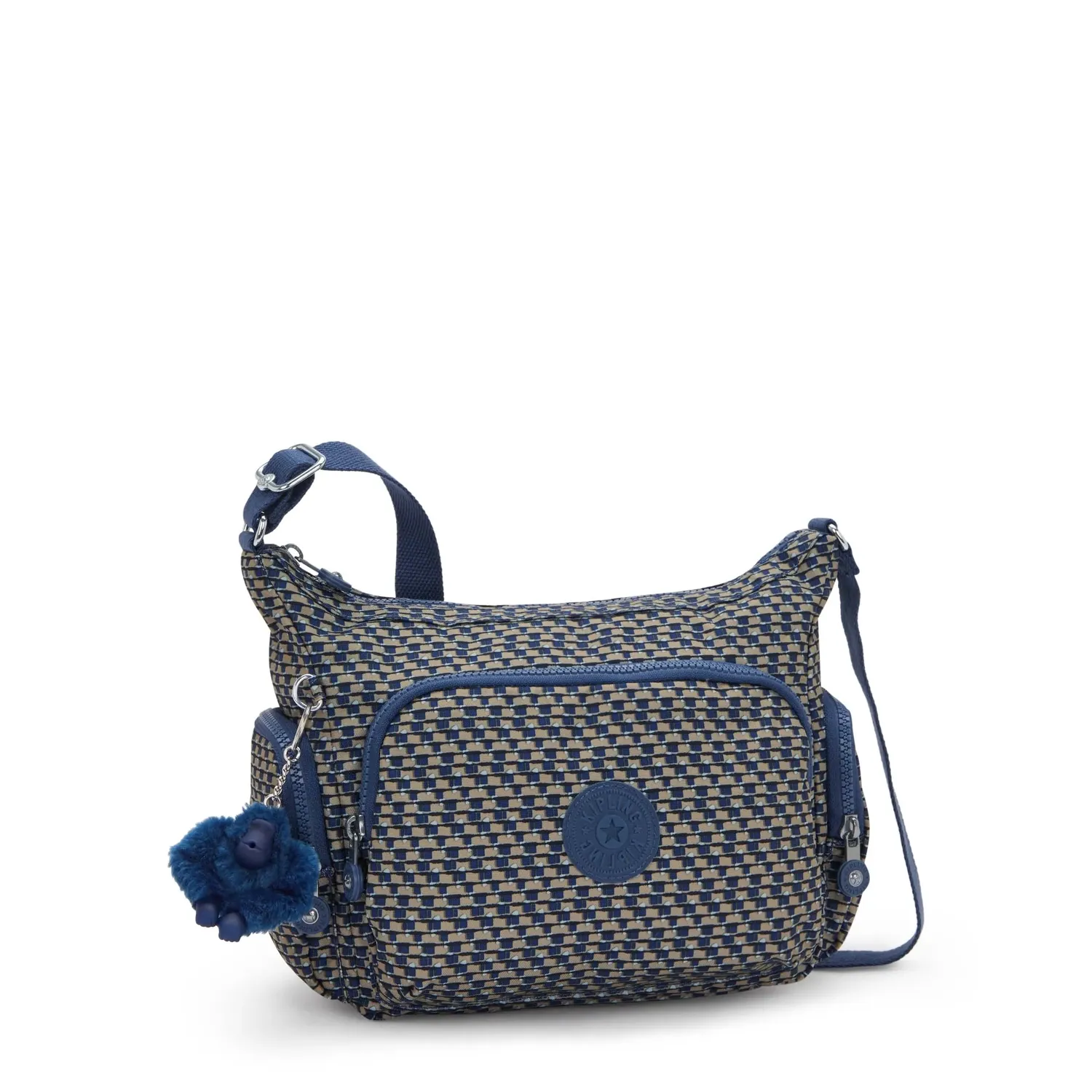 Kipling Gabb S crossbody tas Medium Blue on Wire met sleutelkoord