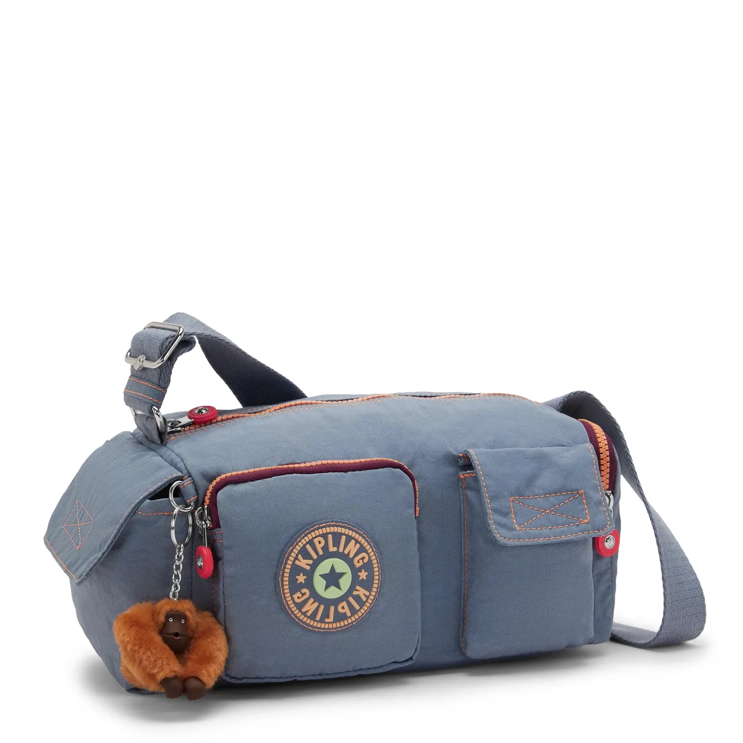 Kipling Sam Energy Medium schoudertas Energy Blue met voorvakken