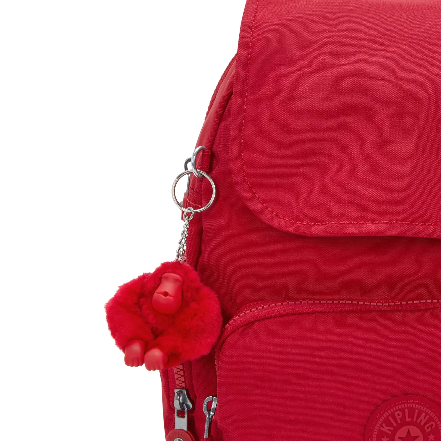 Kipling City Zip S rugzak Ruby Red klein met sleutelkoord