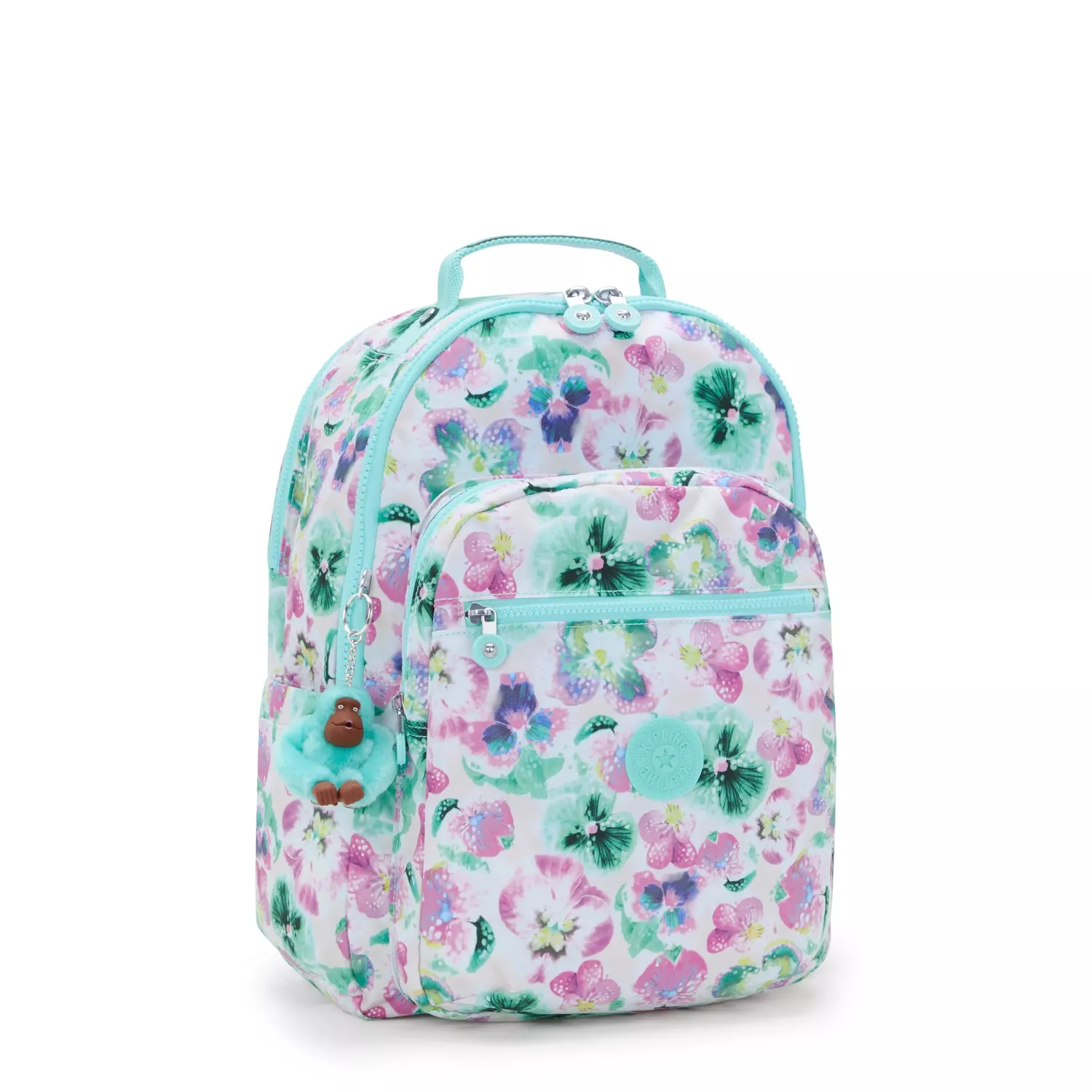 Kipling Seoul College rugzak Groot Aqua Blossom 15 inch