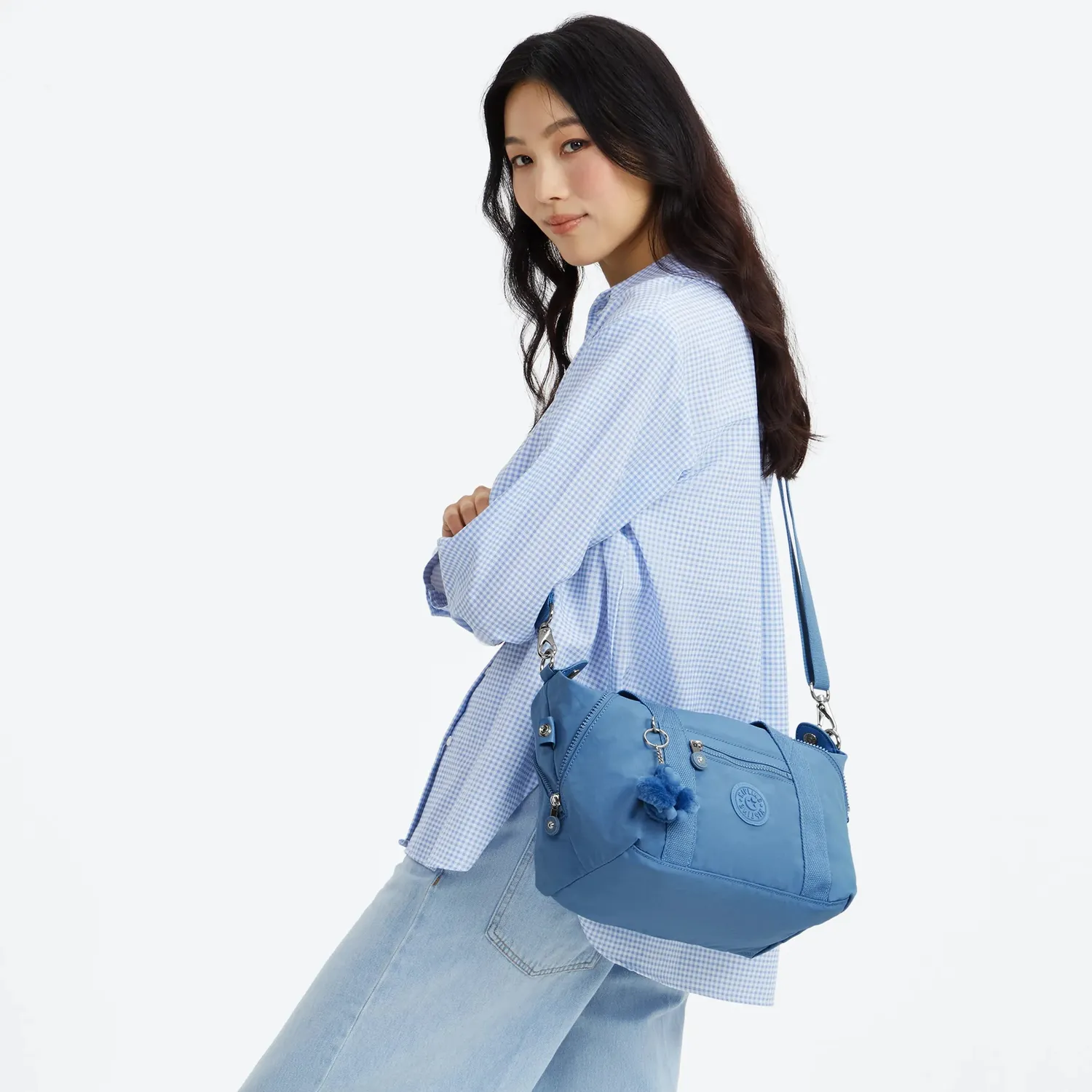 Kipling Art Mini schoudertas Vintage Blue Klein handgrepen