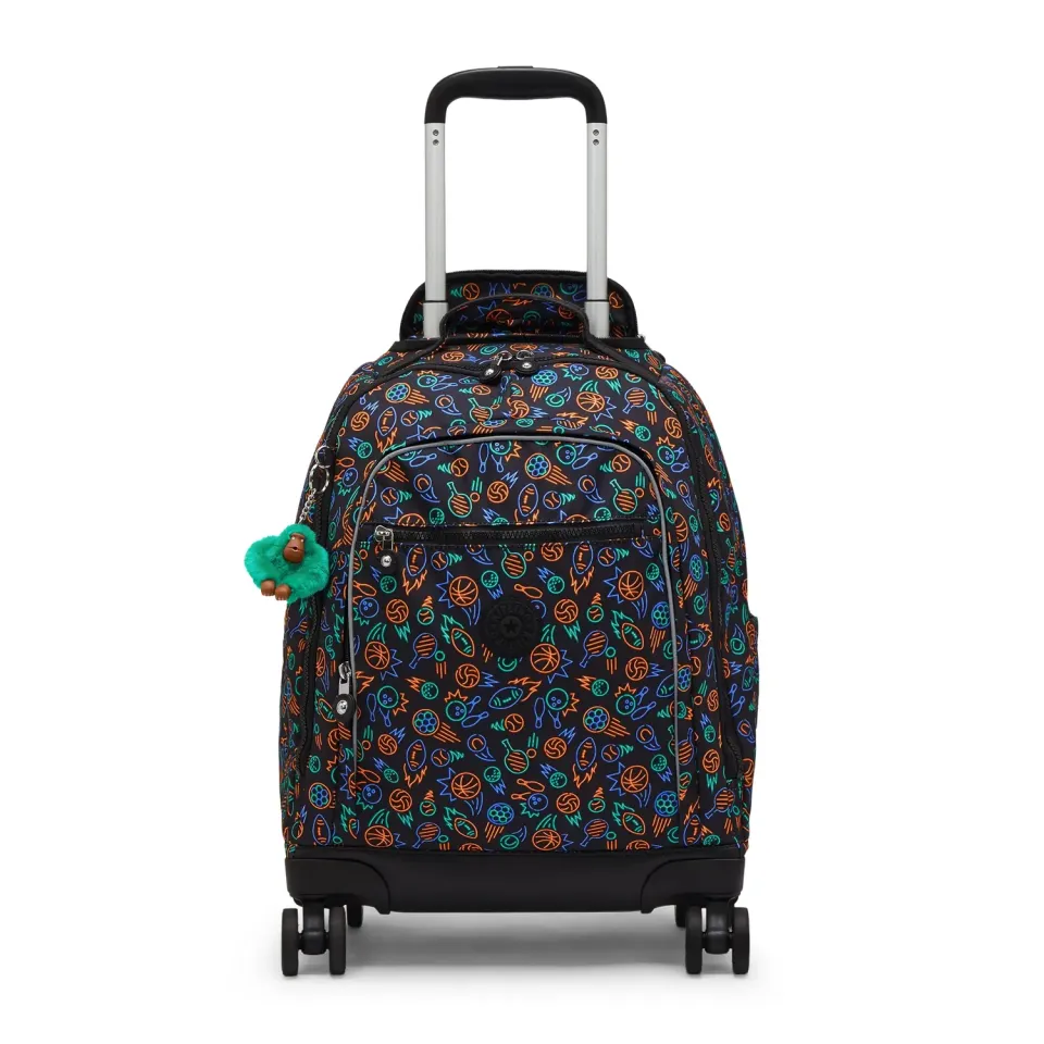 Kipling New Zea rugzak met wielen Sport Doodle groot