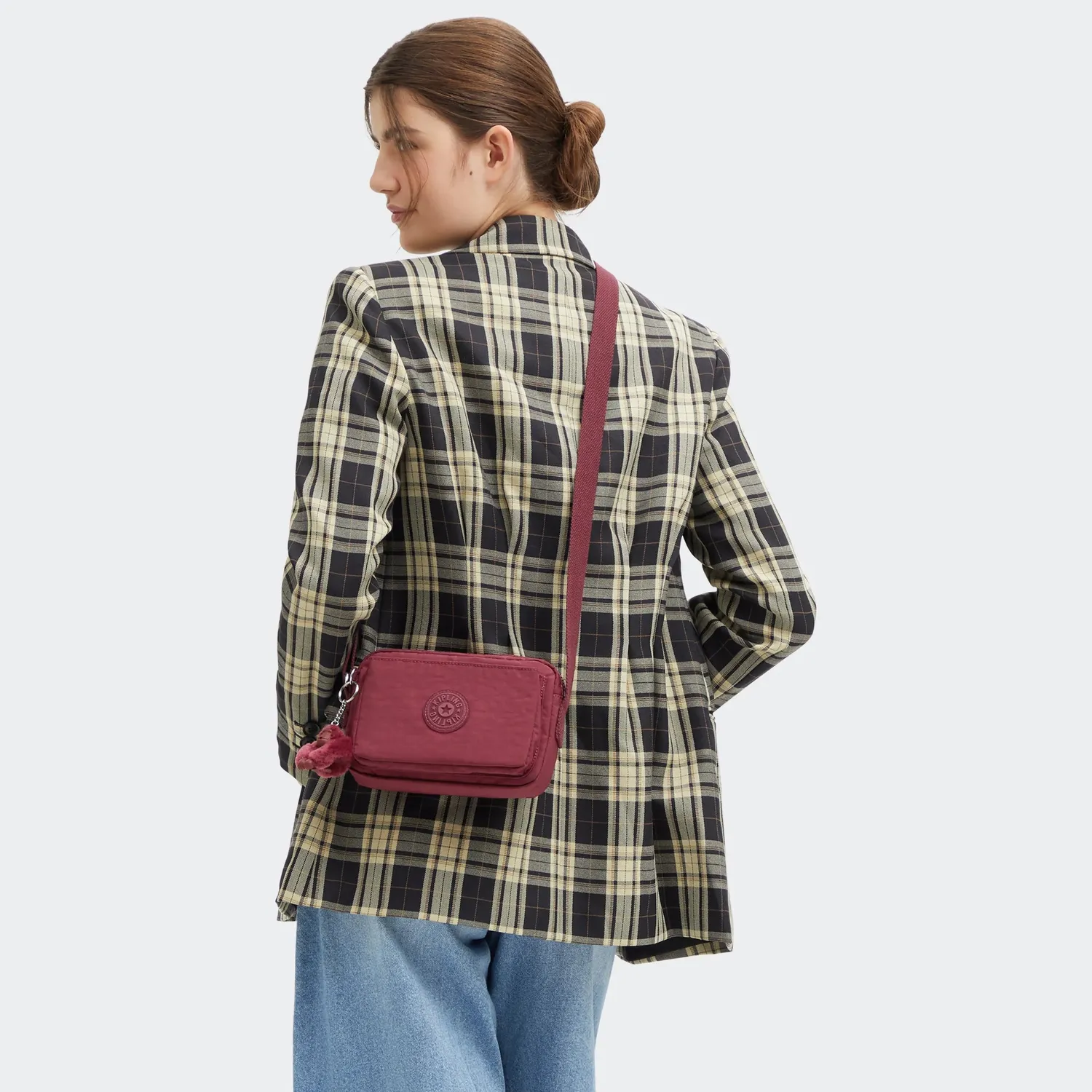 Kipling Abanu crossbody tas klein Lounge Wine met D-ring