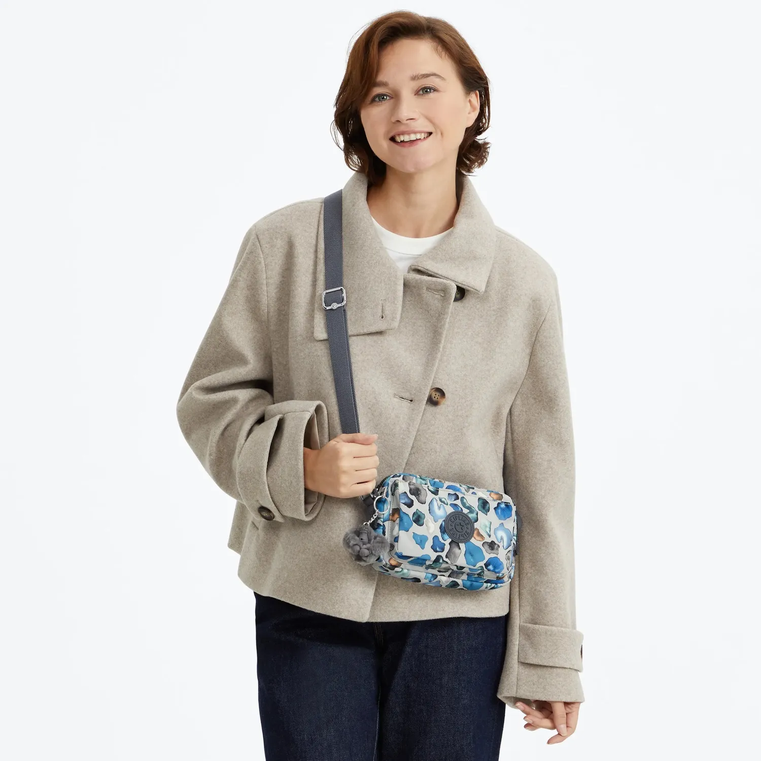 Kipling Abanu Crossbody Tas Klein Mineral Stone grijs