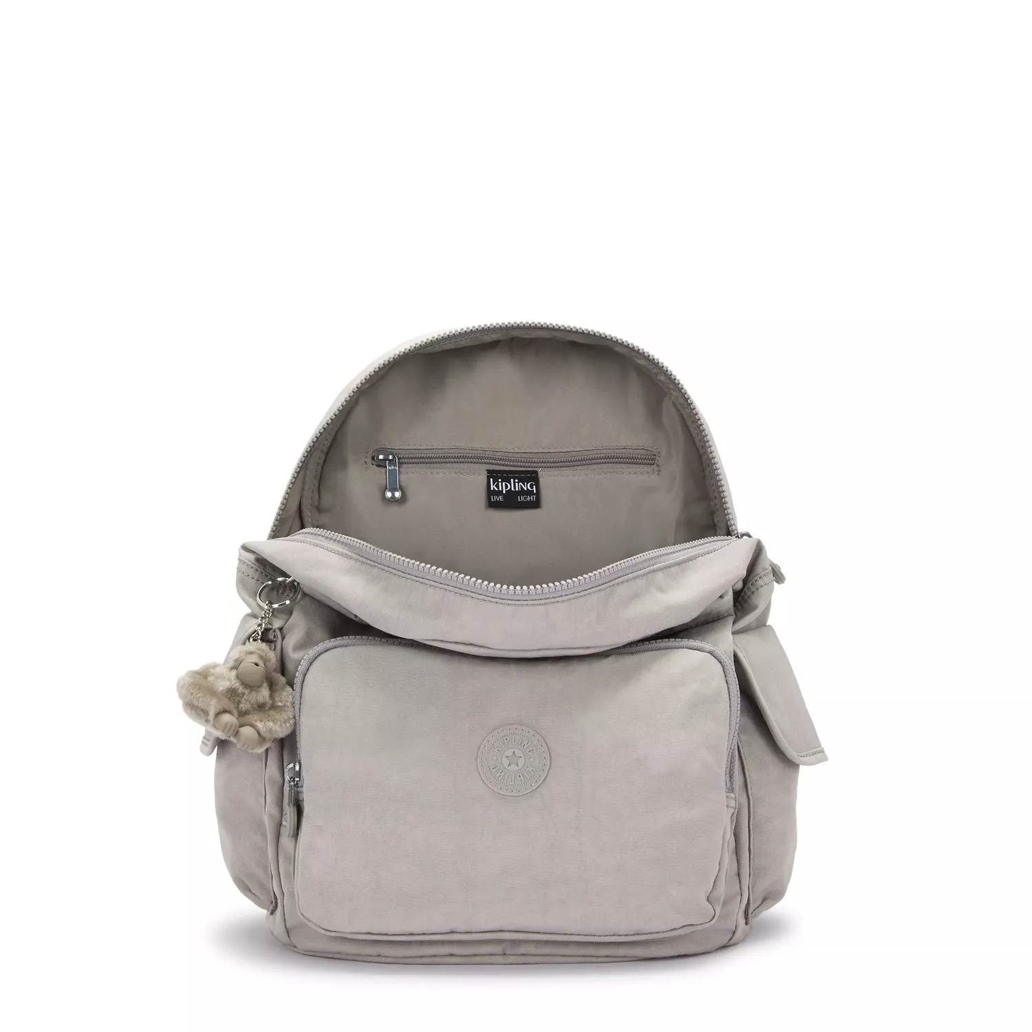 Kipling City Pack Rugzak Medium Grey Gris met zijvakken