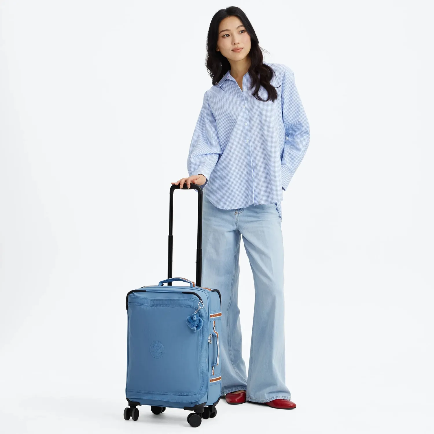Kipling Spontaneous S koffer Vintage Blue klein 4 wielen