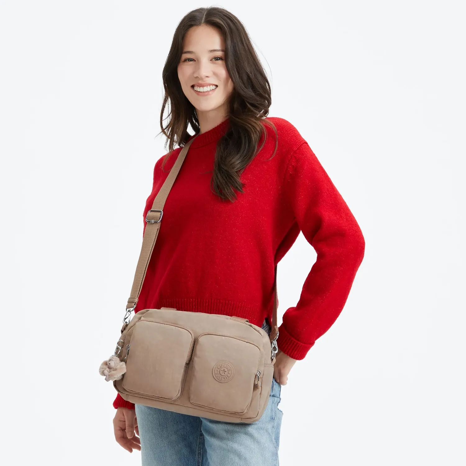 Kipling Cool Defea schoudertas Medium Tan Beige met vakken