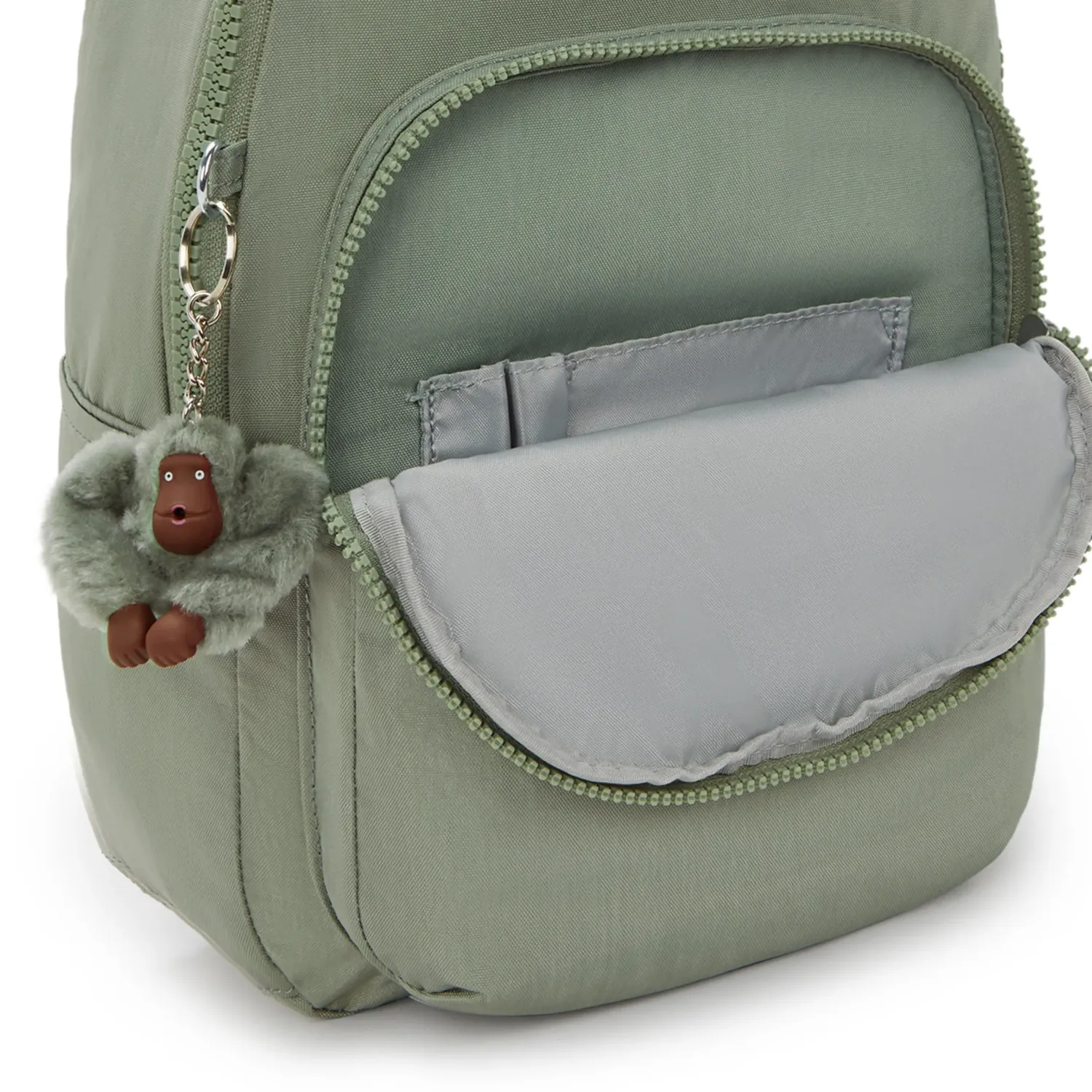 Kipling Seoul S kleine rugzak Green Tea met zijvakken voor fles