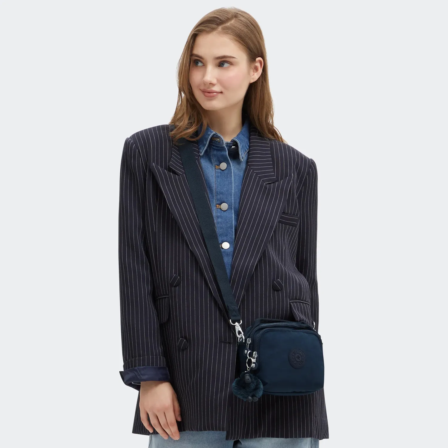 Kipling Cahir crossbody klein Blue Bleu 2 met ritsvakken