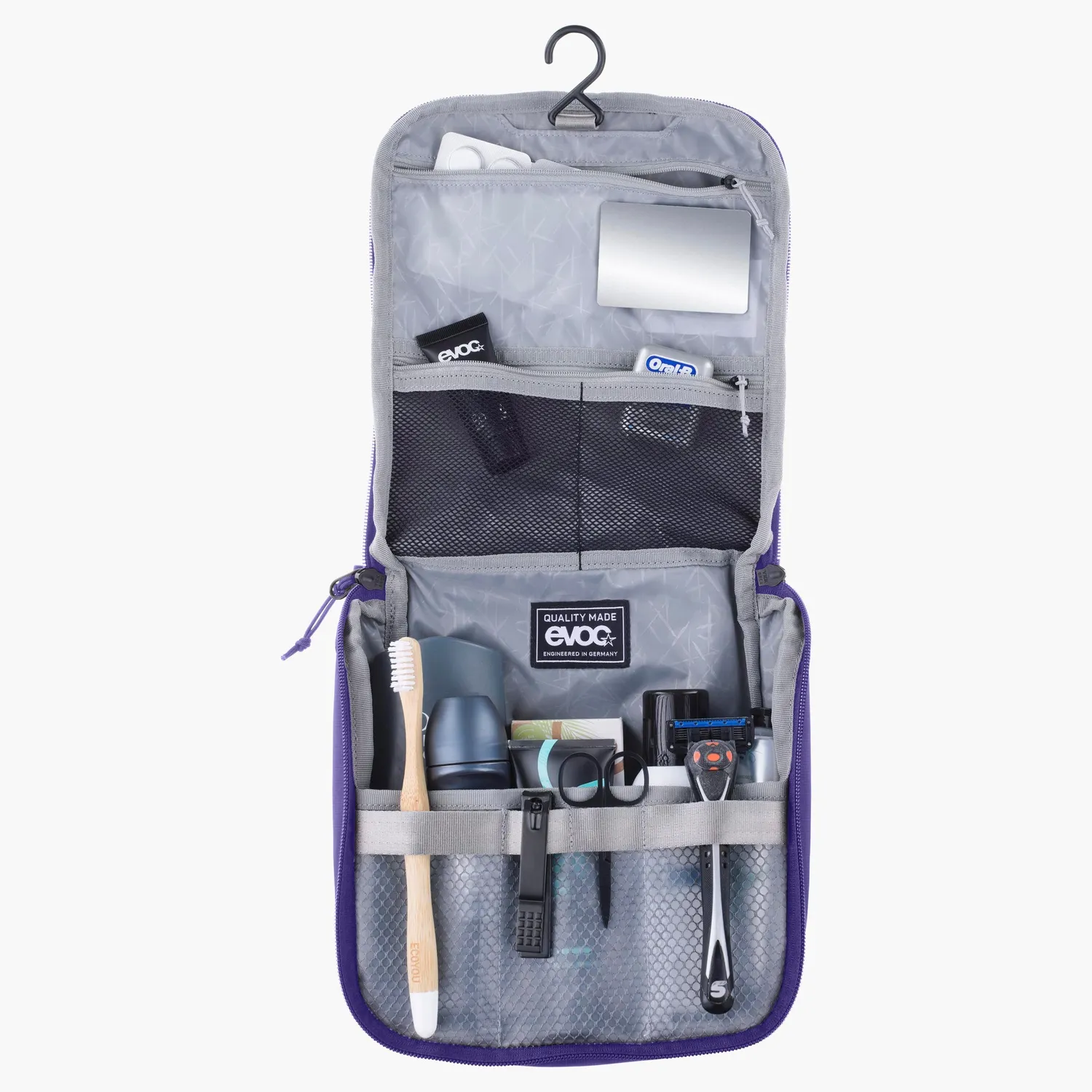 Evoc Wash Pouch toilettas carbon grey-black met spiegel