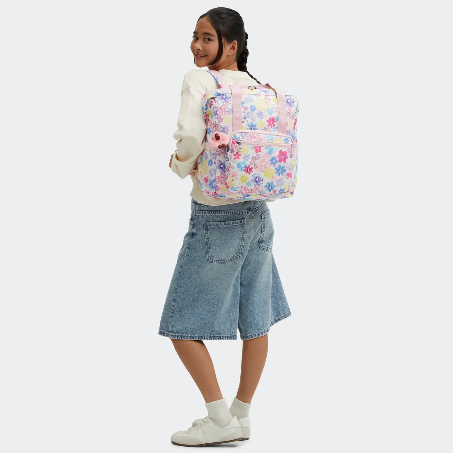 Kipling Buddy rugzak flower stamp medium laptopvak