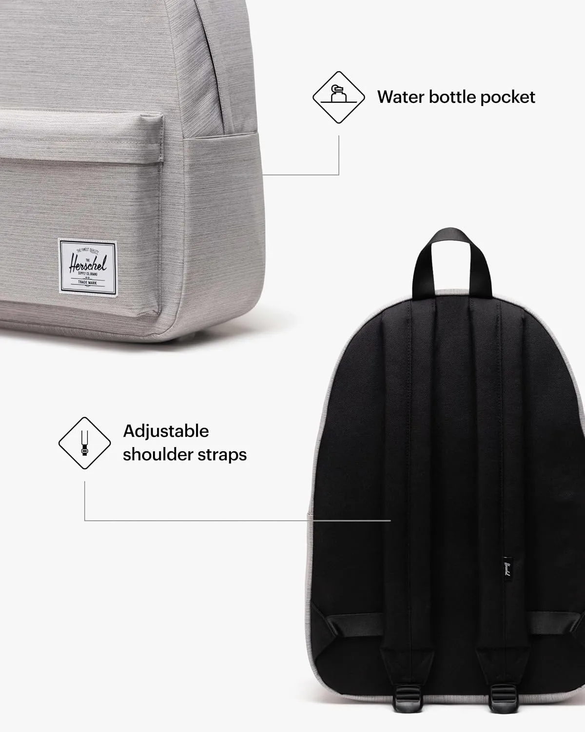 Herschel Classic Mod rugzak light grey 20L canvas