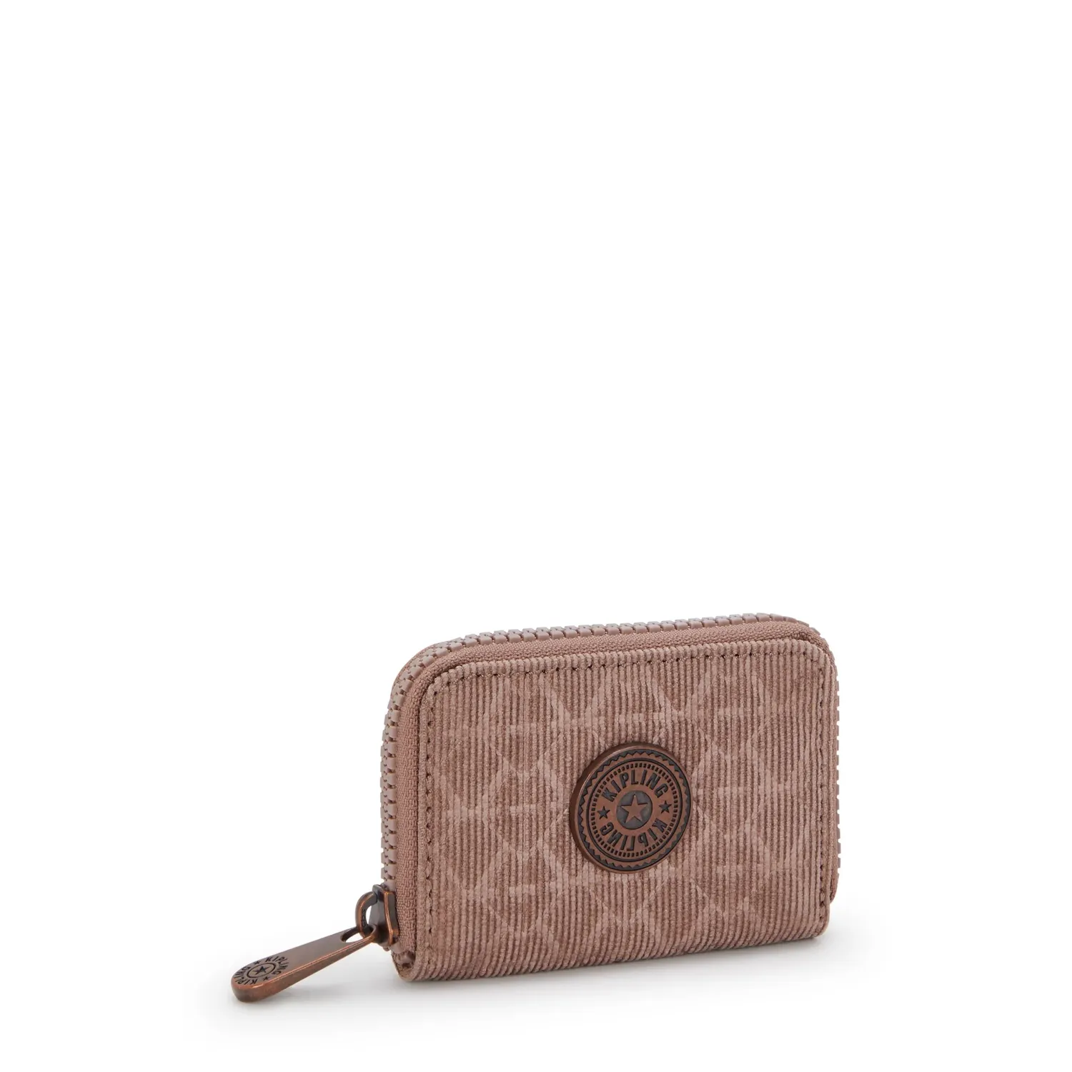 Kipling Cash Buddy portemonnee Klein Sign Brown Corduroy ribfluweel