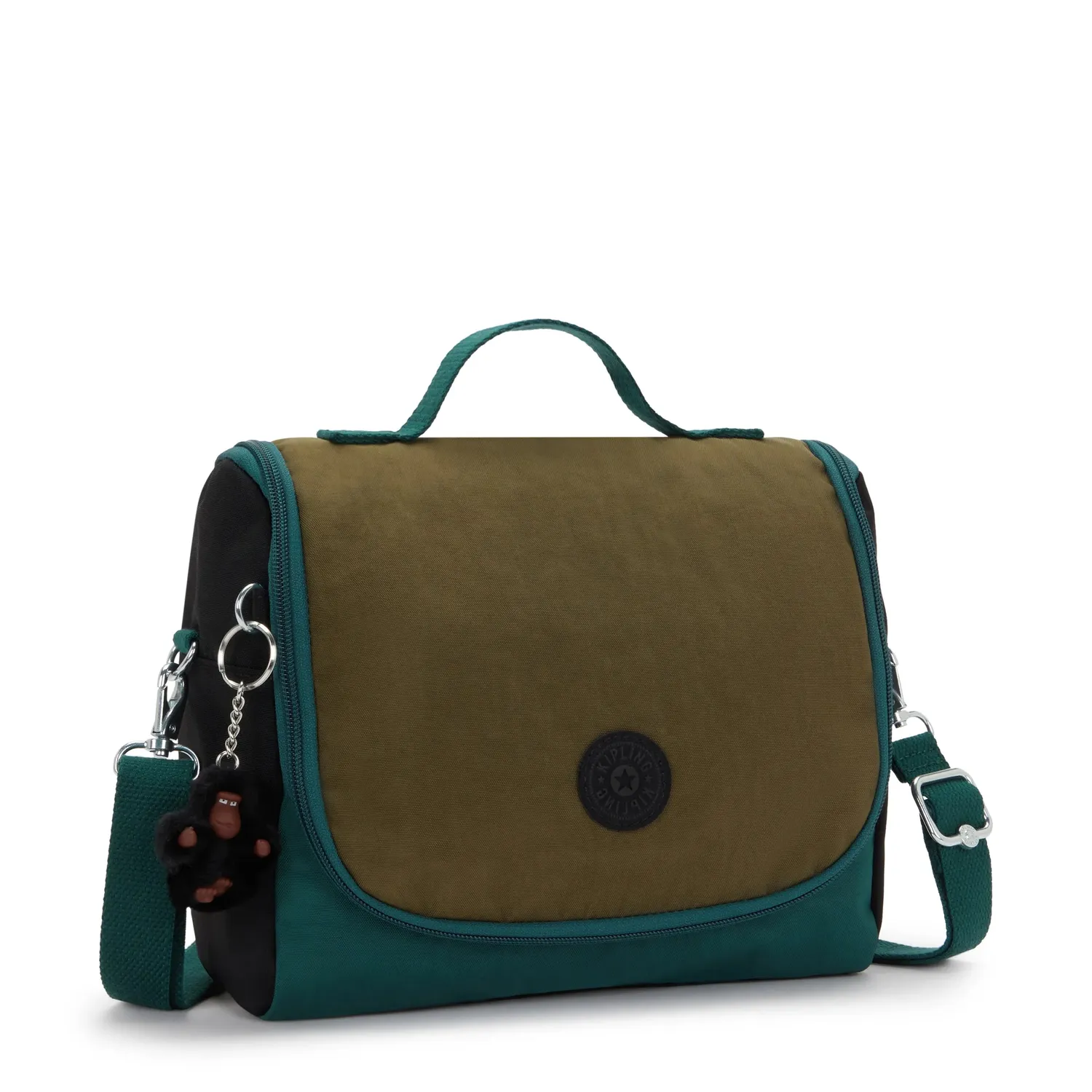 Kipling New Kichirou lunchtas Black Khaki Block groot
