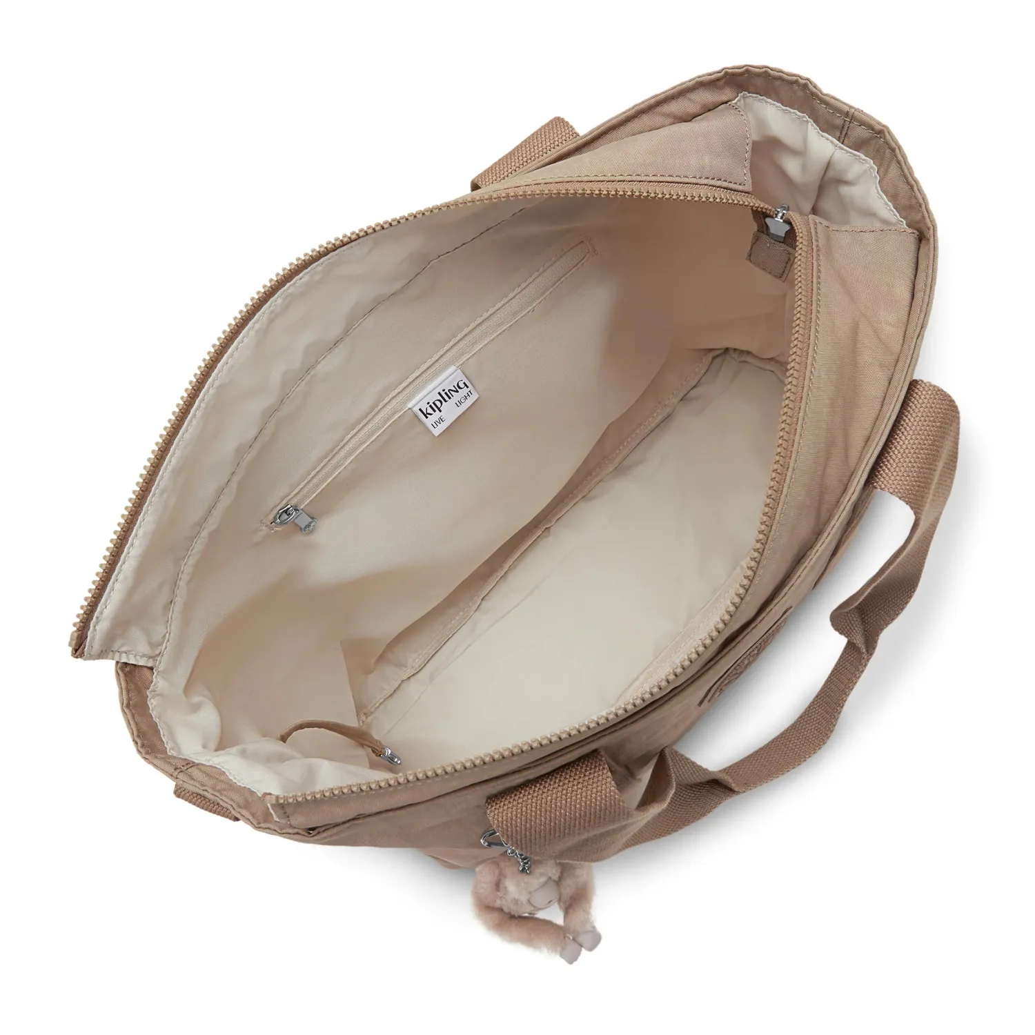 Kipling Minta L Up shopper tan beige groot met rits