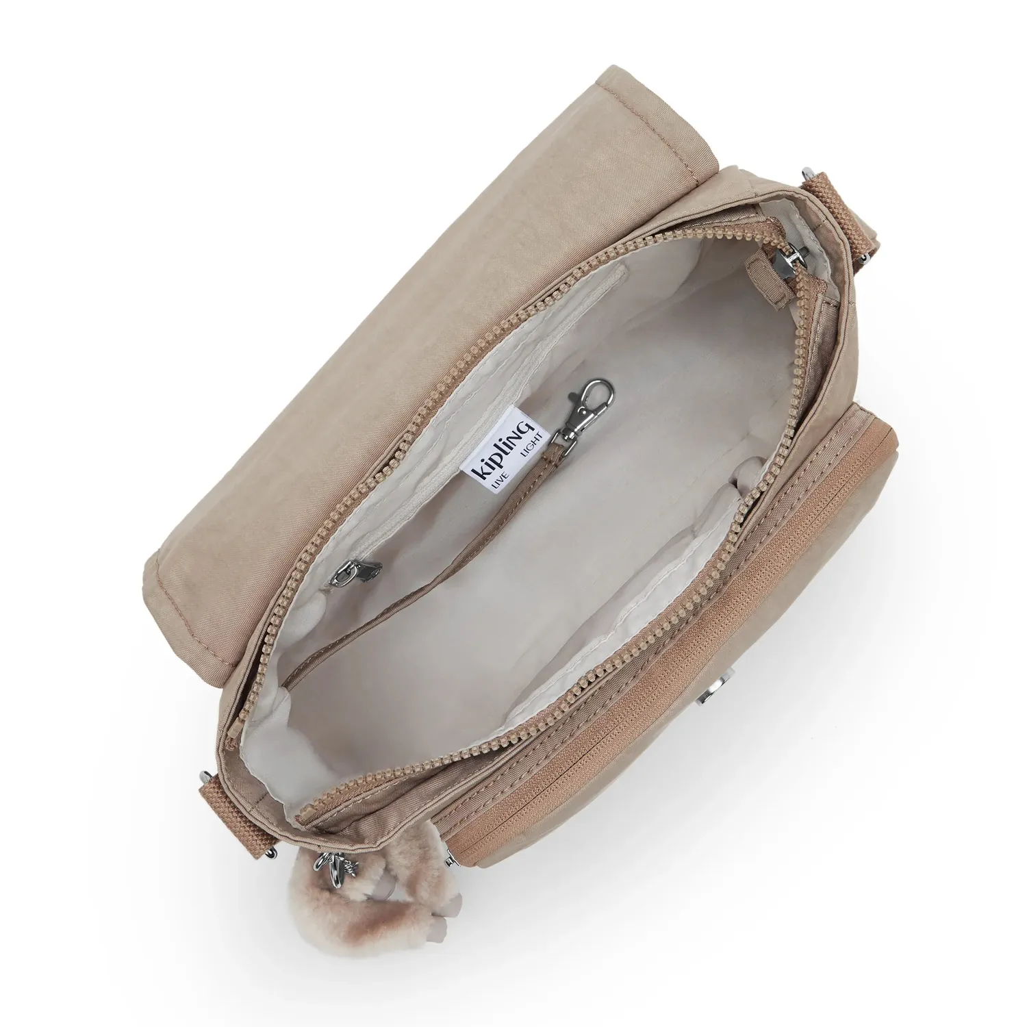 Kipling Dalma crossbody medium tan beige handsfree