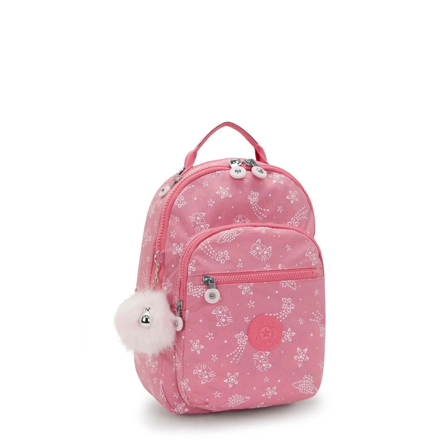 Kipling Seoul S kleine rugzak Glitter Cats met 11 inch tabletvak