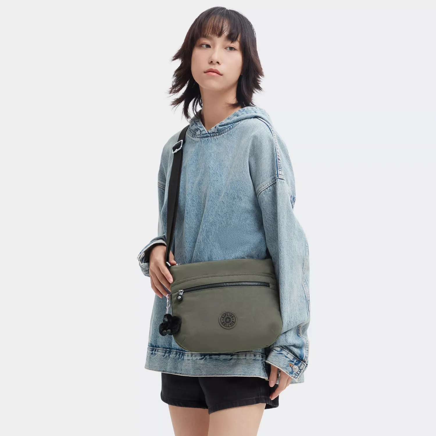 Kipling Arto schoudertas Medium Green Moss lichtgewicht