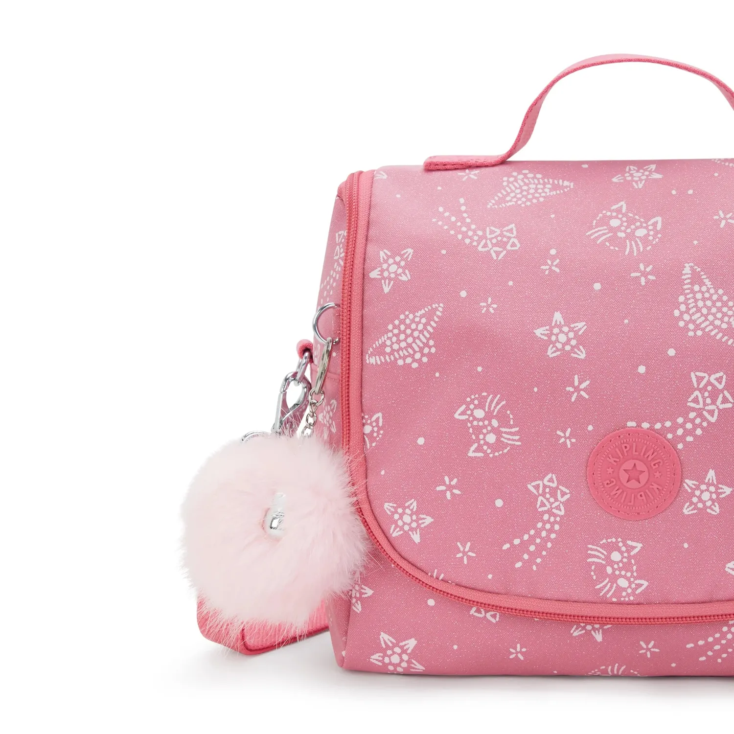 Kipling New Kichirou lunchtas Glitter Cats groot print