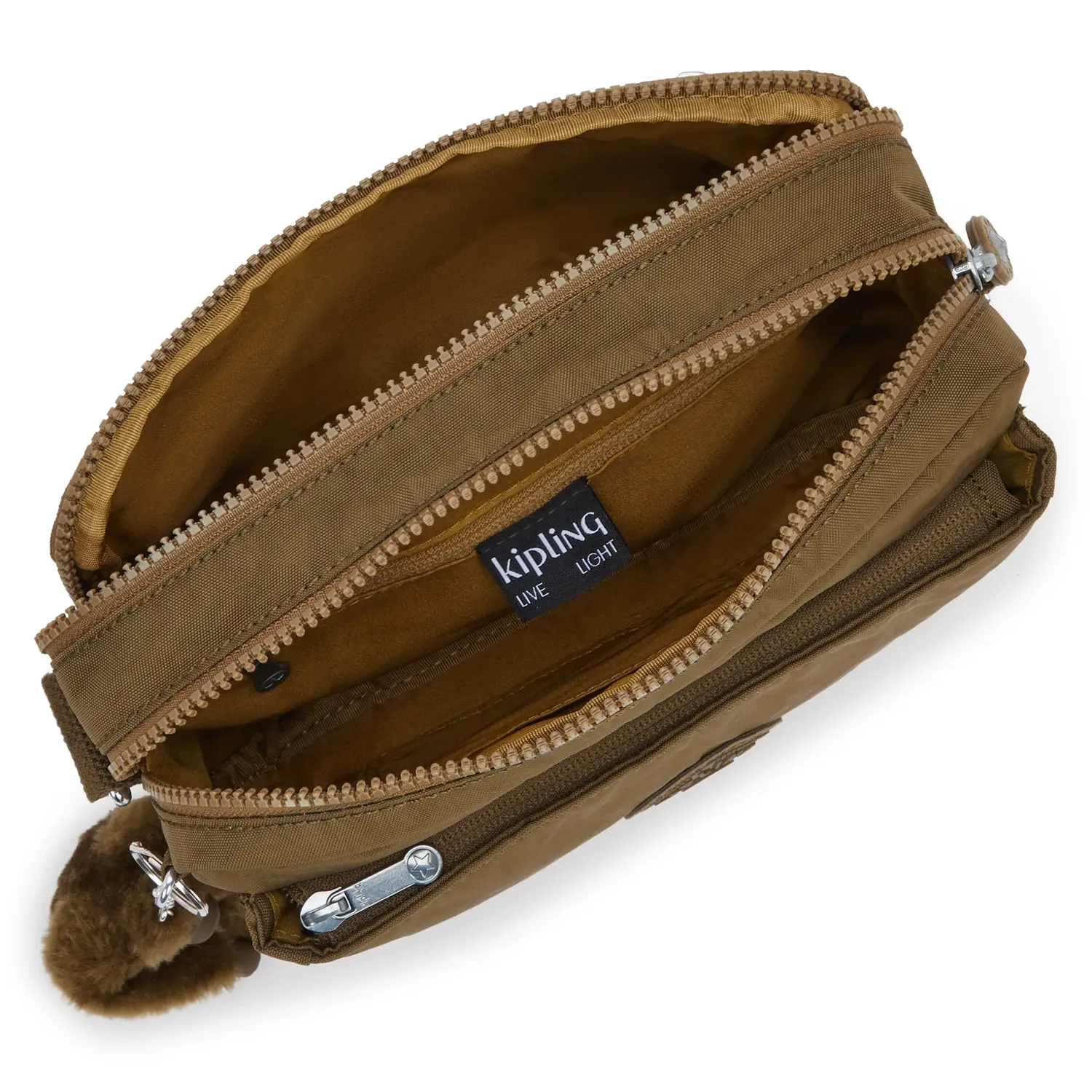 Kipling Abanu M Crossbody Tas Smooth Khaki Medium – Groen