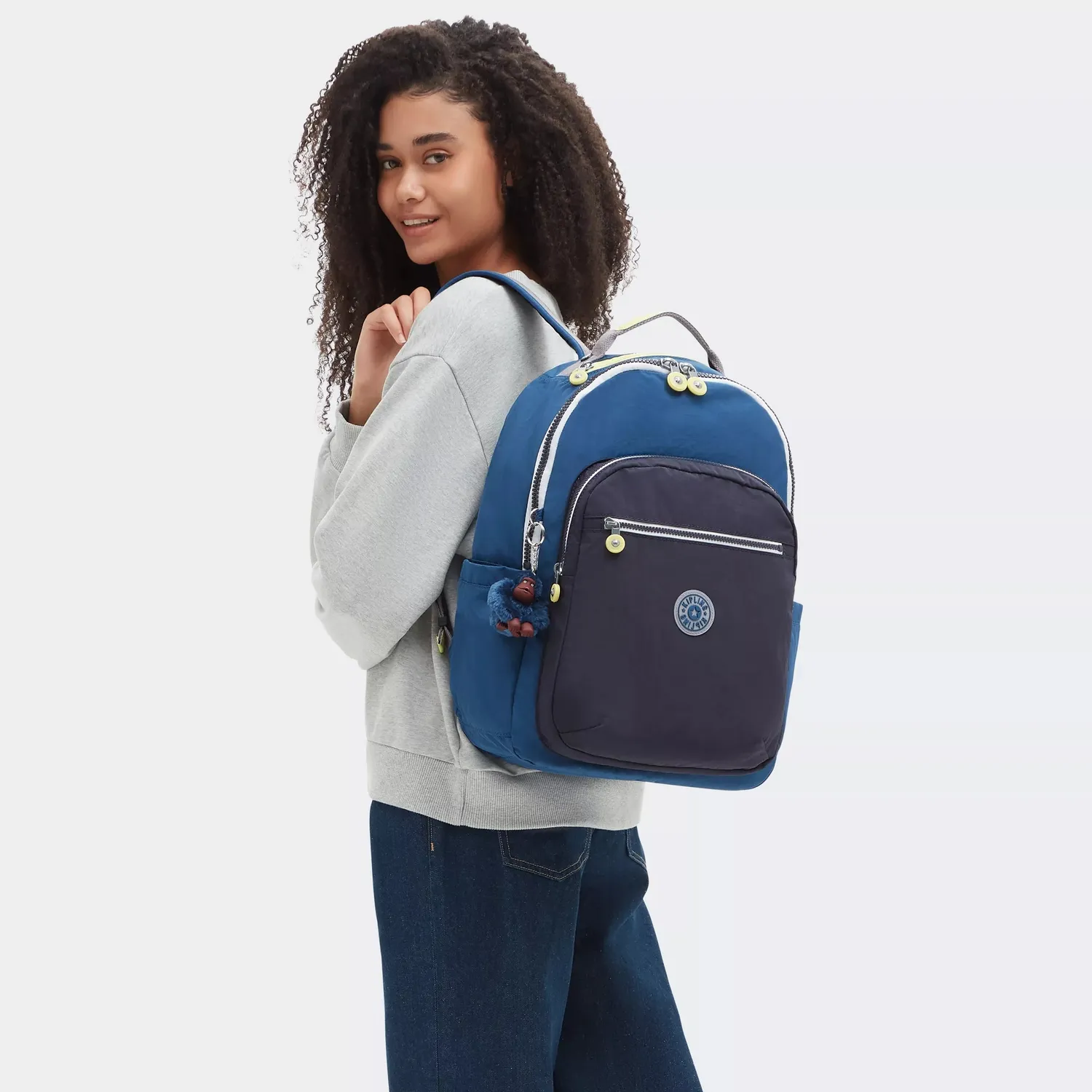 Kipling Seoul rugzak Groot Fantasy Blue Block 15 inch laptopvak