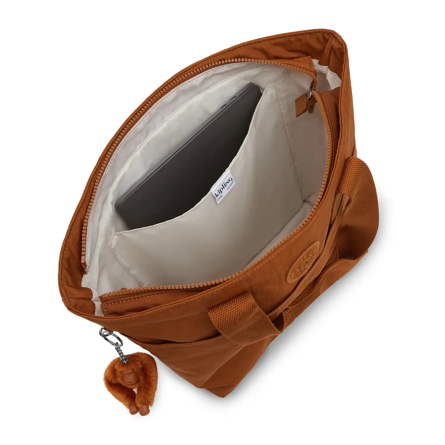 Kipling Hanifa schoudertas Groot Stylish Mokka laptopvak