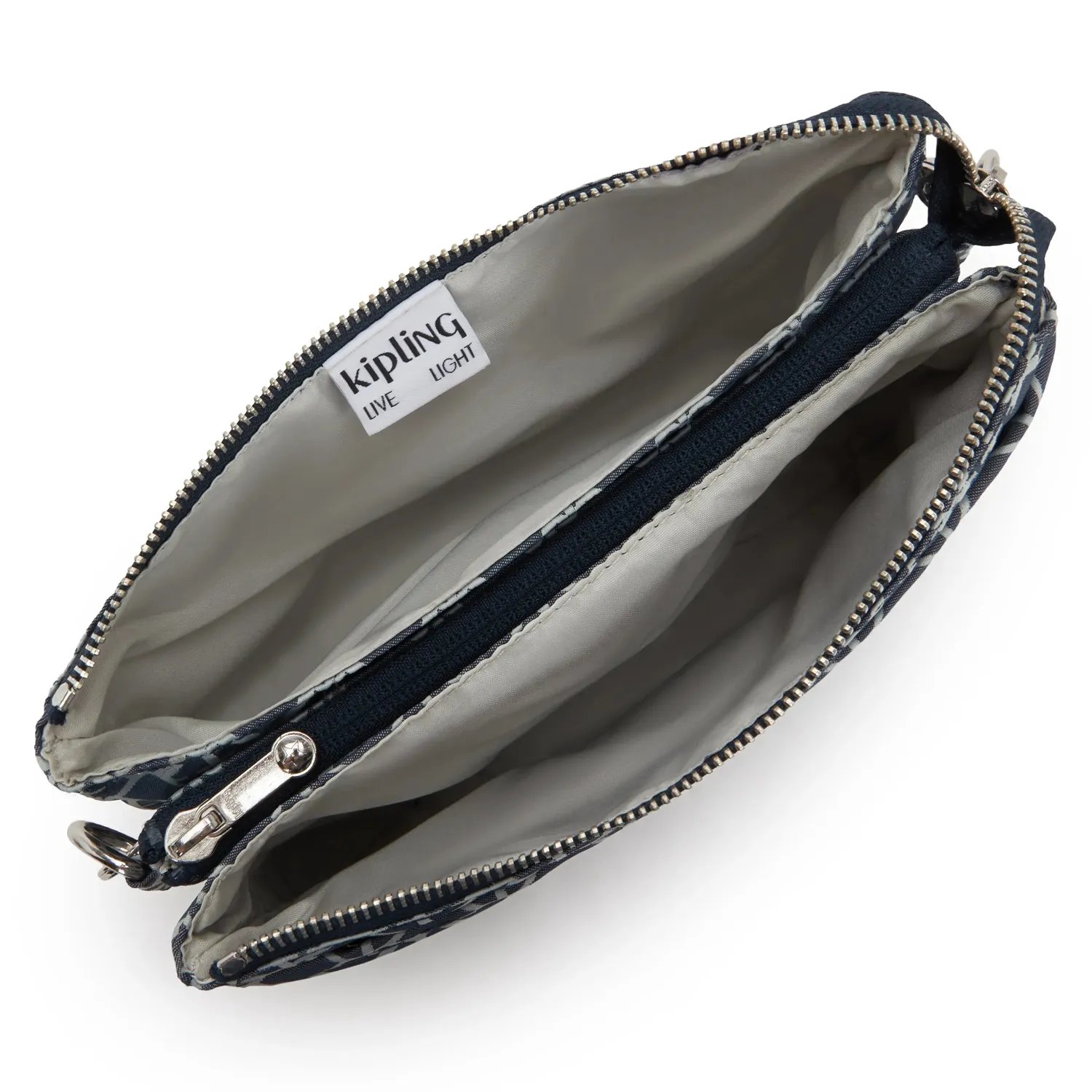 Kipling Riri crossbodytas klein Navy Sign Jacquard ritsvakken