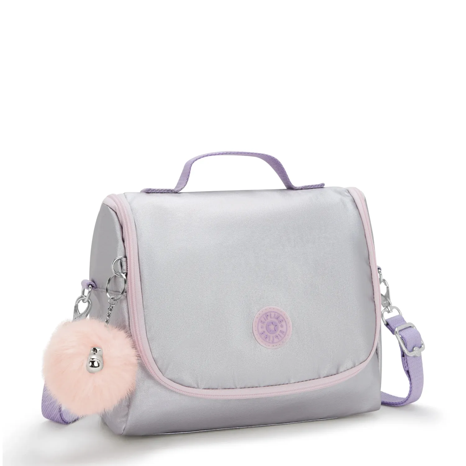 Kipling New Kichirou lunchtas Silver Glow Metallic Groot glans