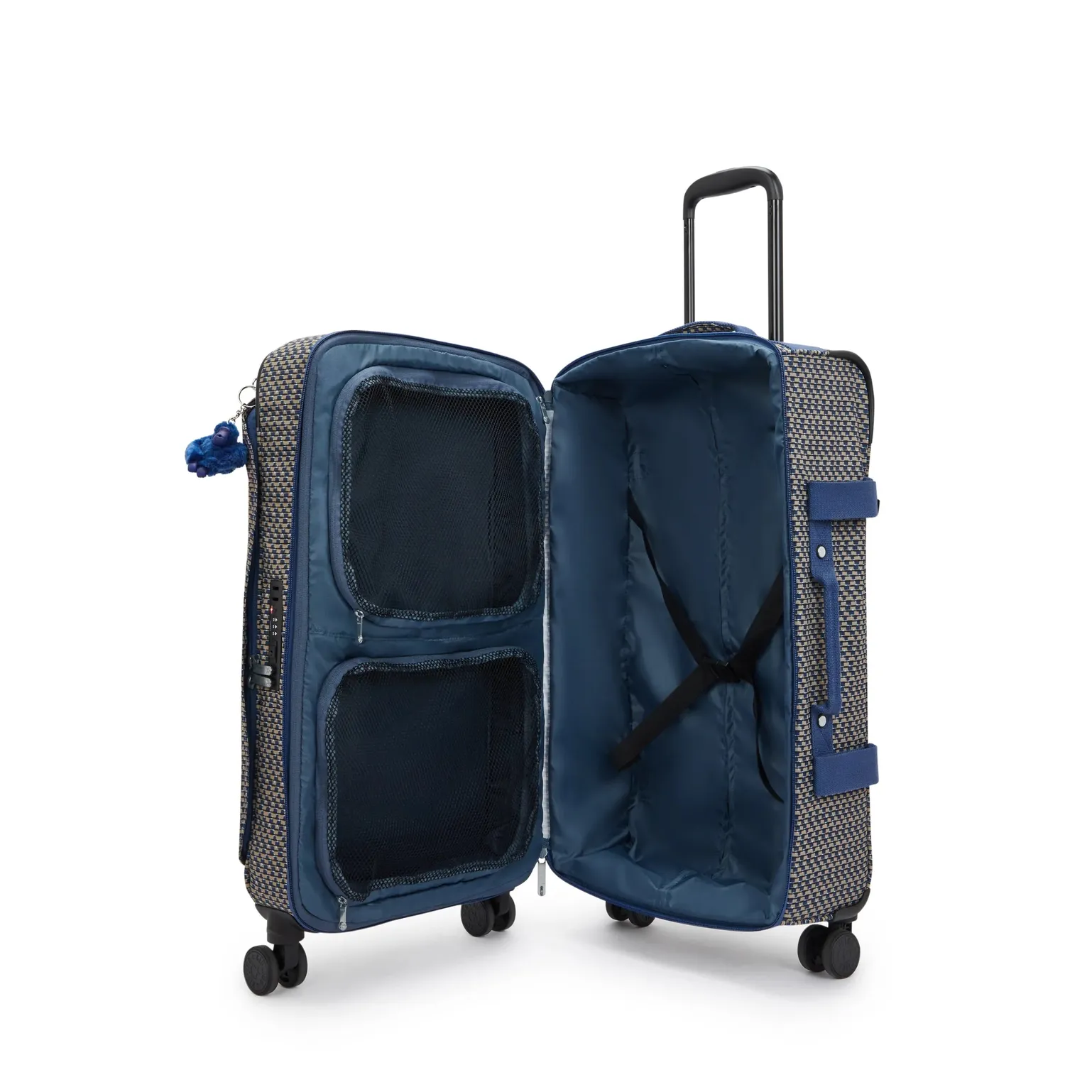 Kipling Spontaneous M koffer medium blue on wire TSA