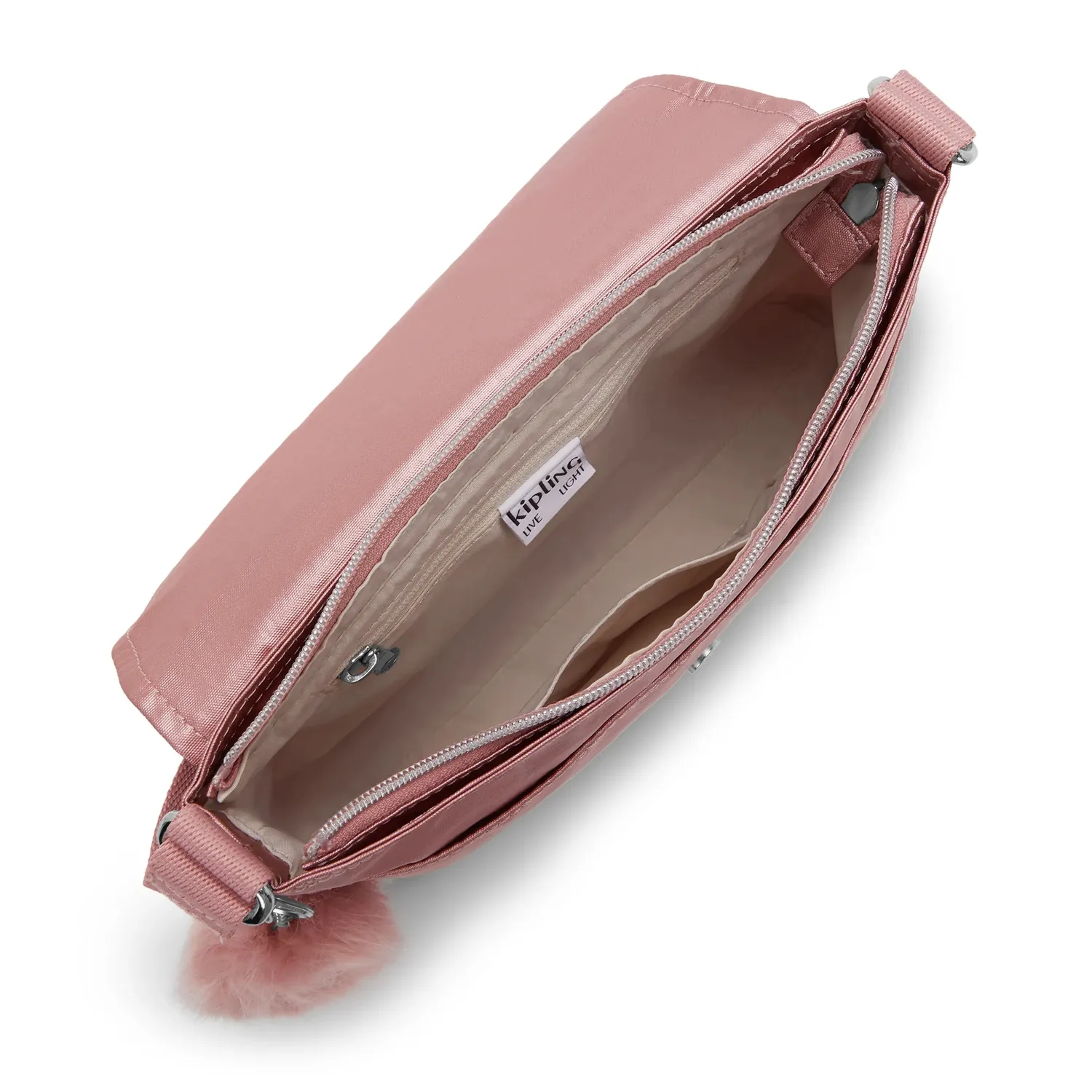 Kipling Siraz schoudertas Pink Rose Metallic Medium met klep