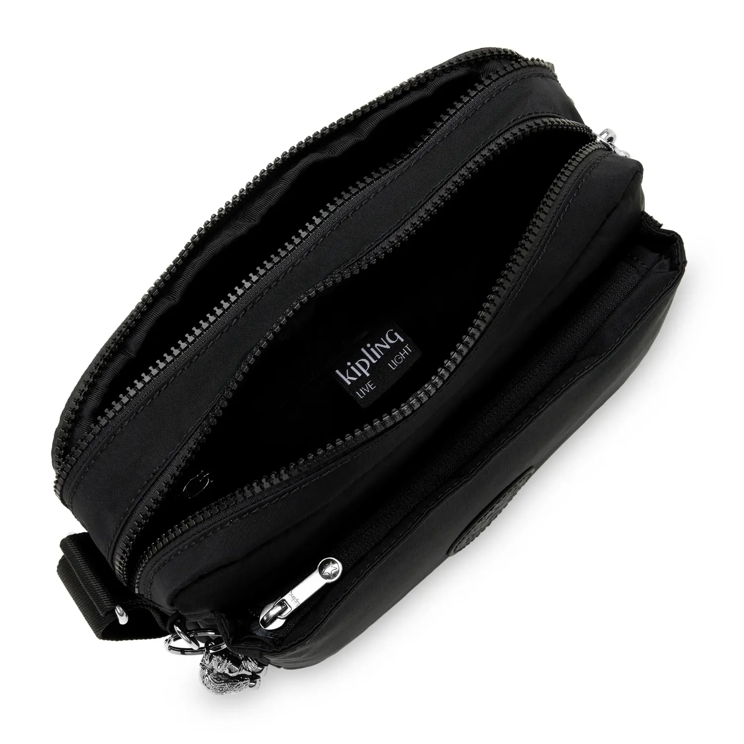 Kipling Abanu M crossbody tas Infinite Black medium met ritsvakken