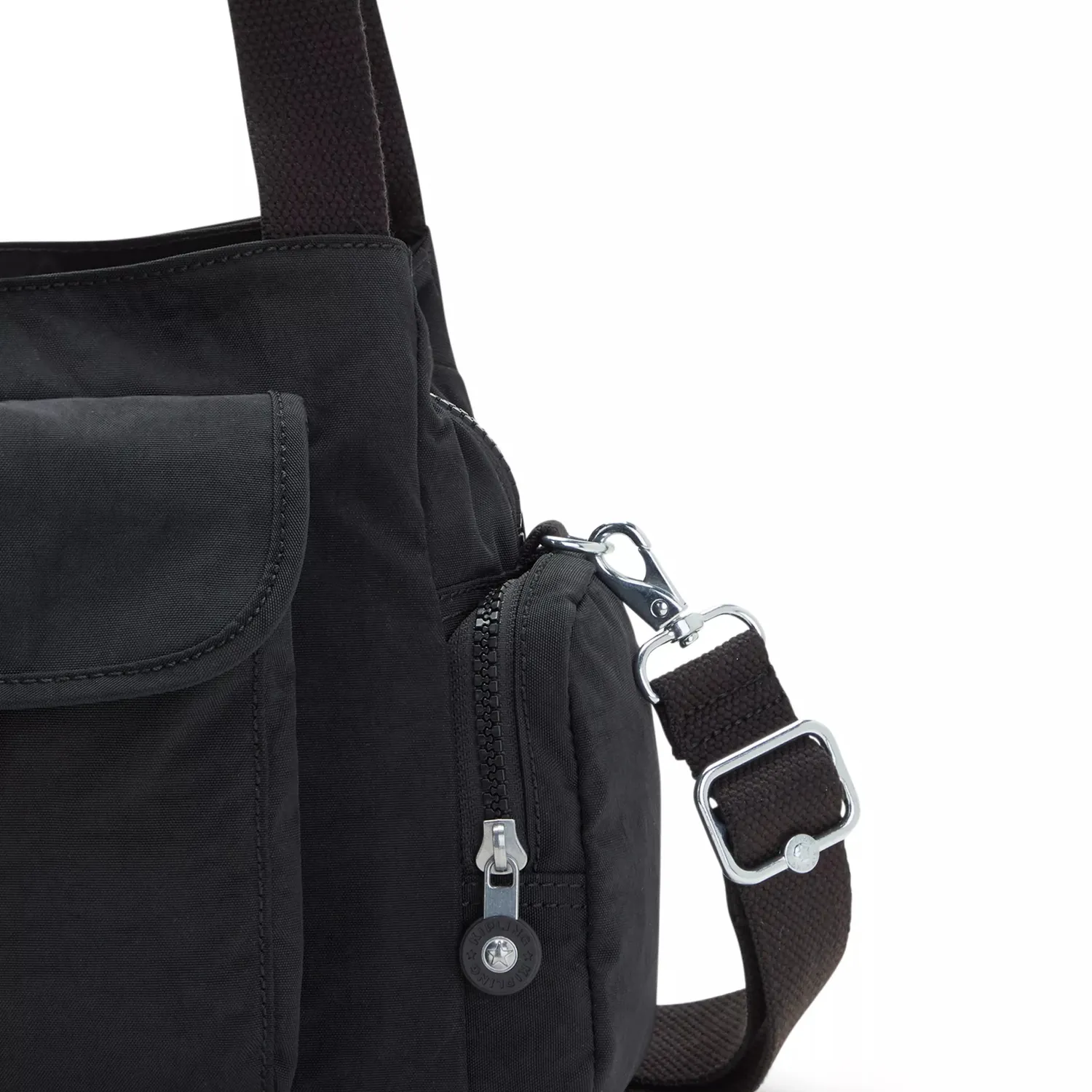 Kipling Felix L U schoudertas Klein Black Tonal ritsvakken