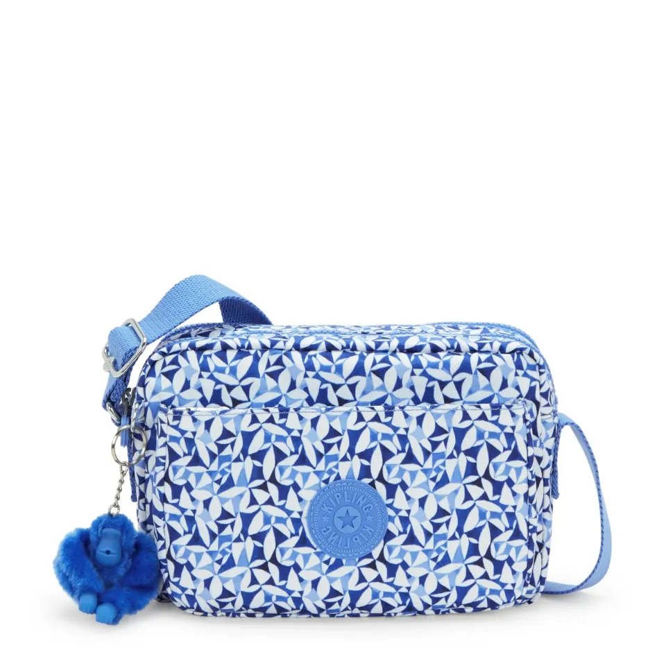 Kipling Abanu M crossbody tas Crazy Leaves medium met ritsvakken