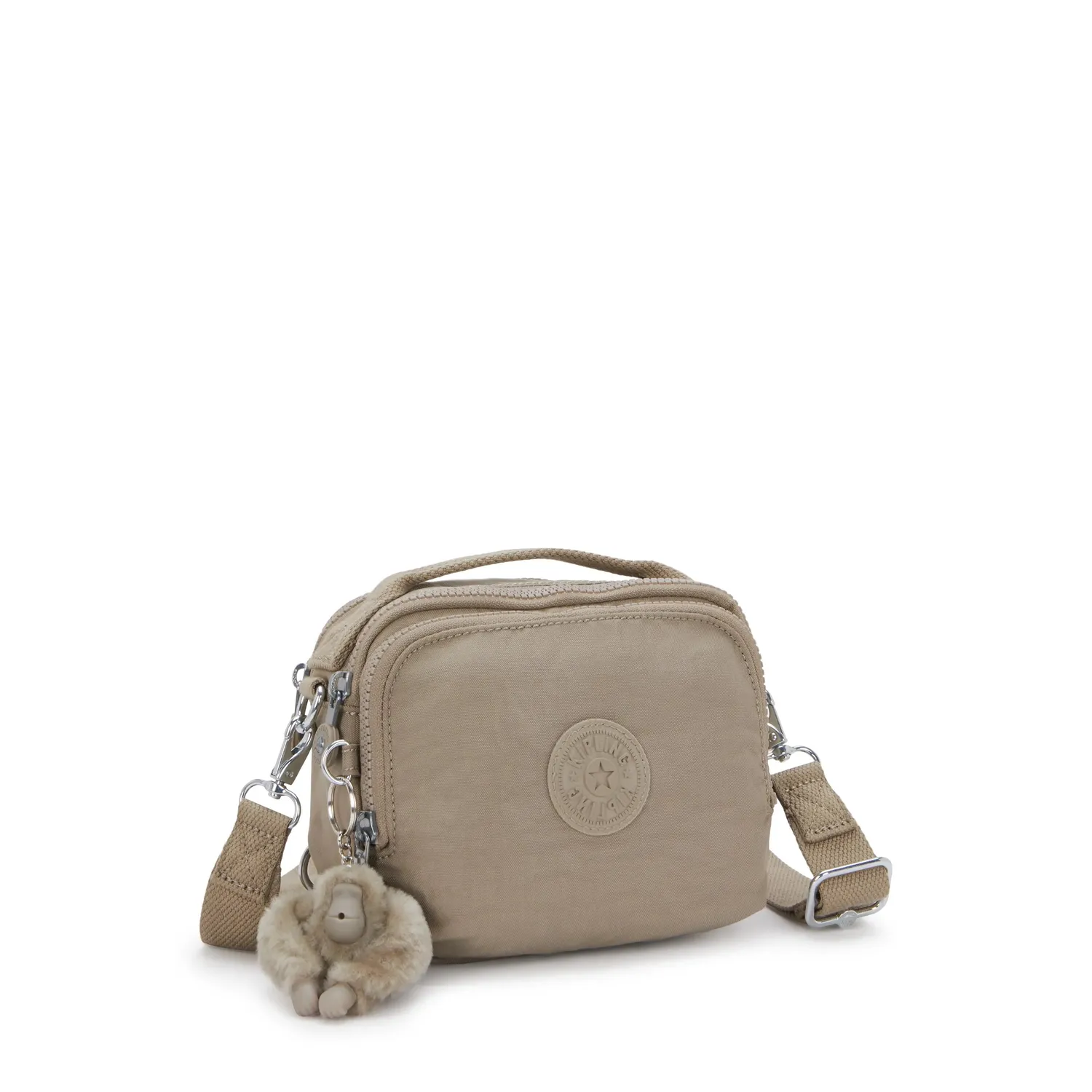 Kipling Cahir crossbody klein Soft Taupe met 2 ritsvakken