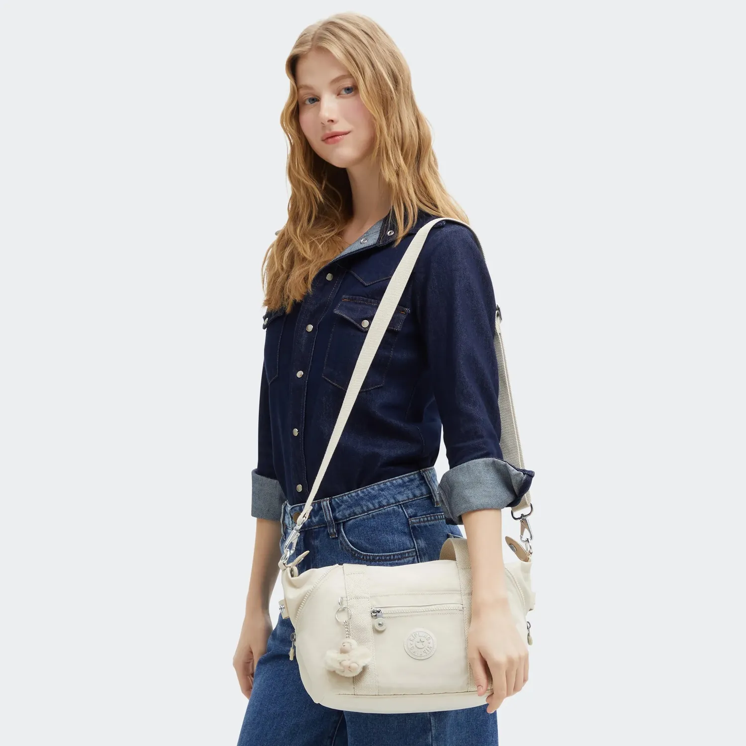 Kipling Art Mini schoudertas Hideaway Beige klein met voorvak