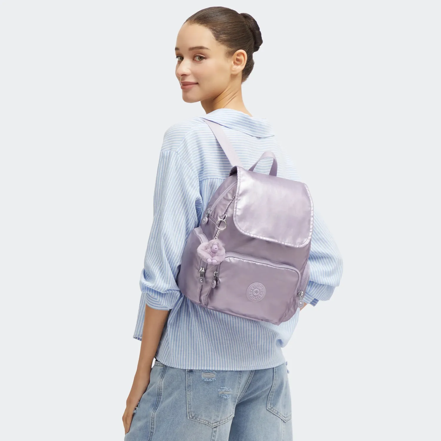 Kipling City Zip S rugzak Lilac Moon Metallic klein metallic