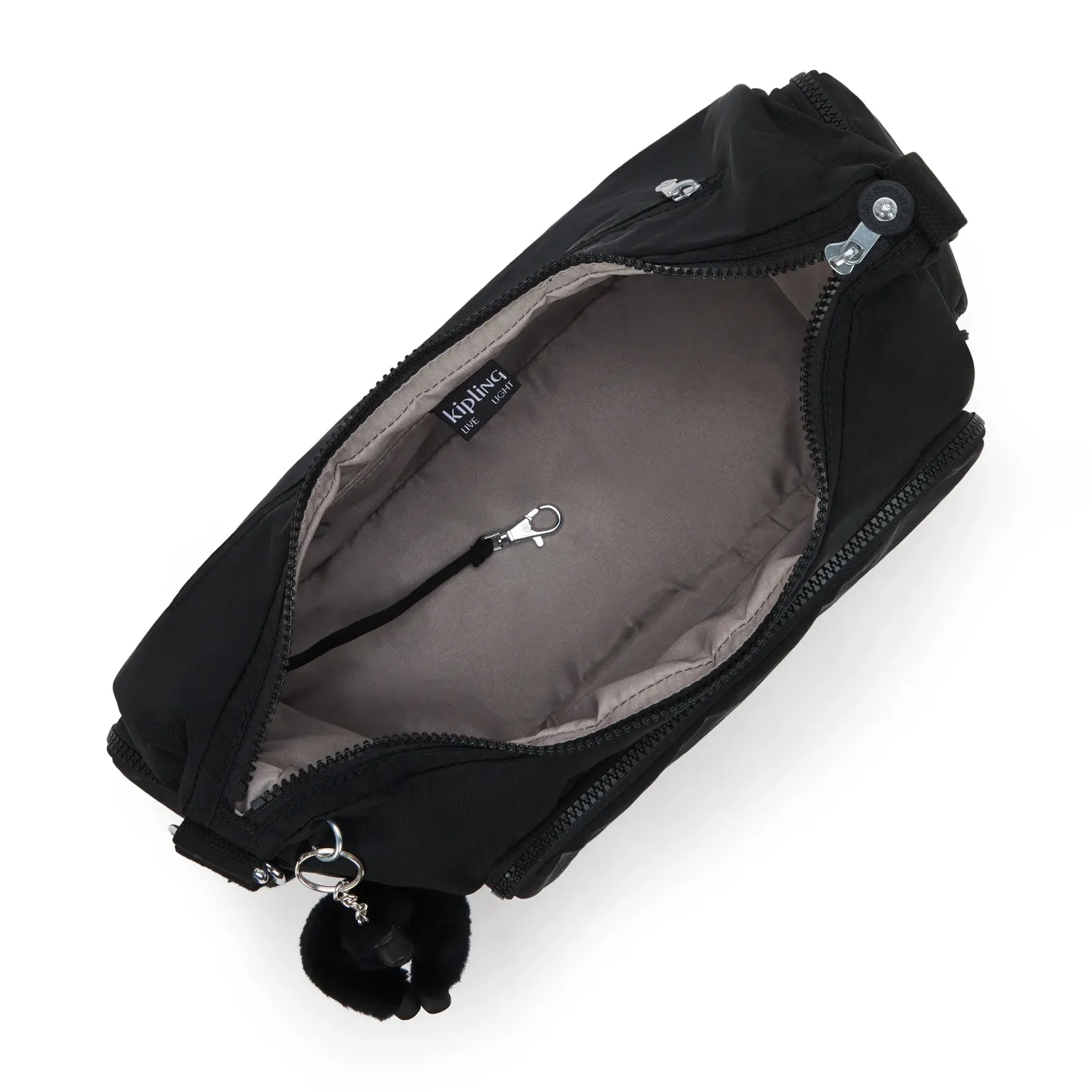 Kipling Gabbina schoudertas Black Noir medium vakindeling