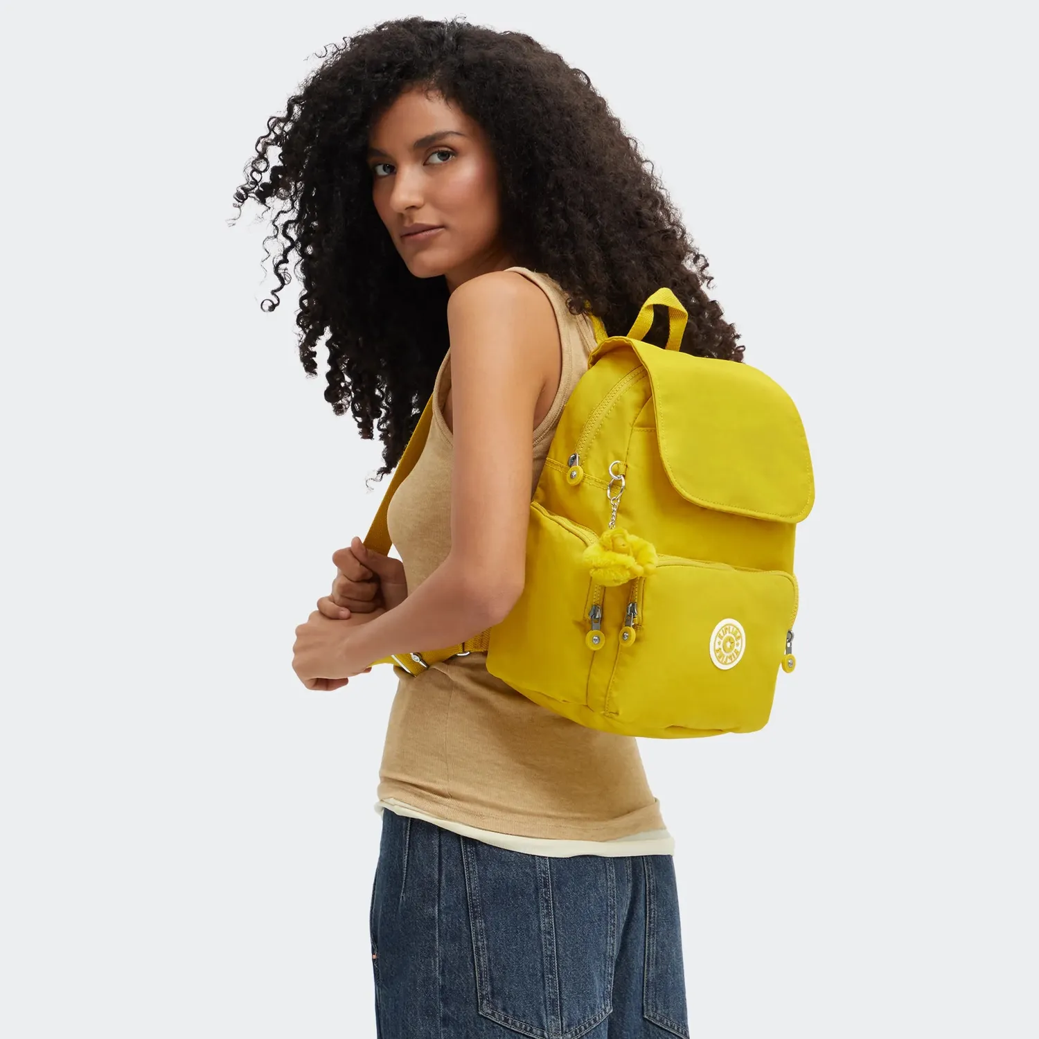 Kipling City Zip S rugzak klein Inside Yellow met penlussen