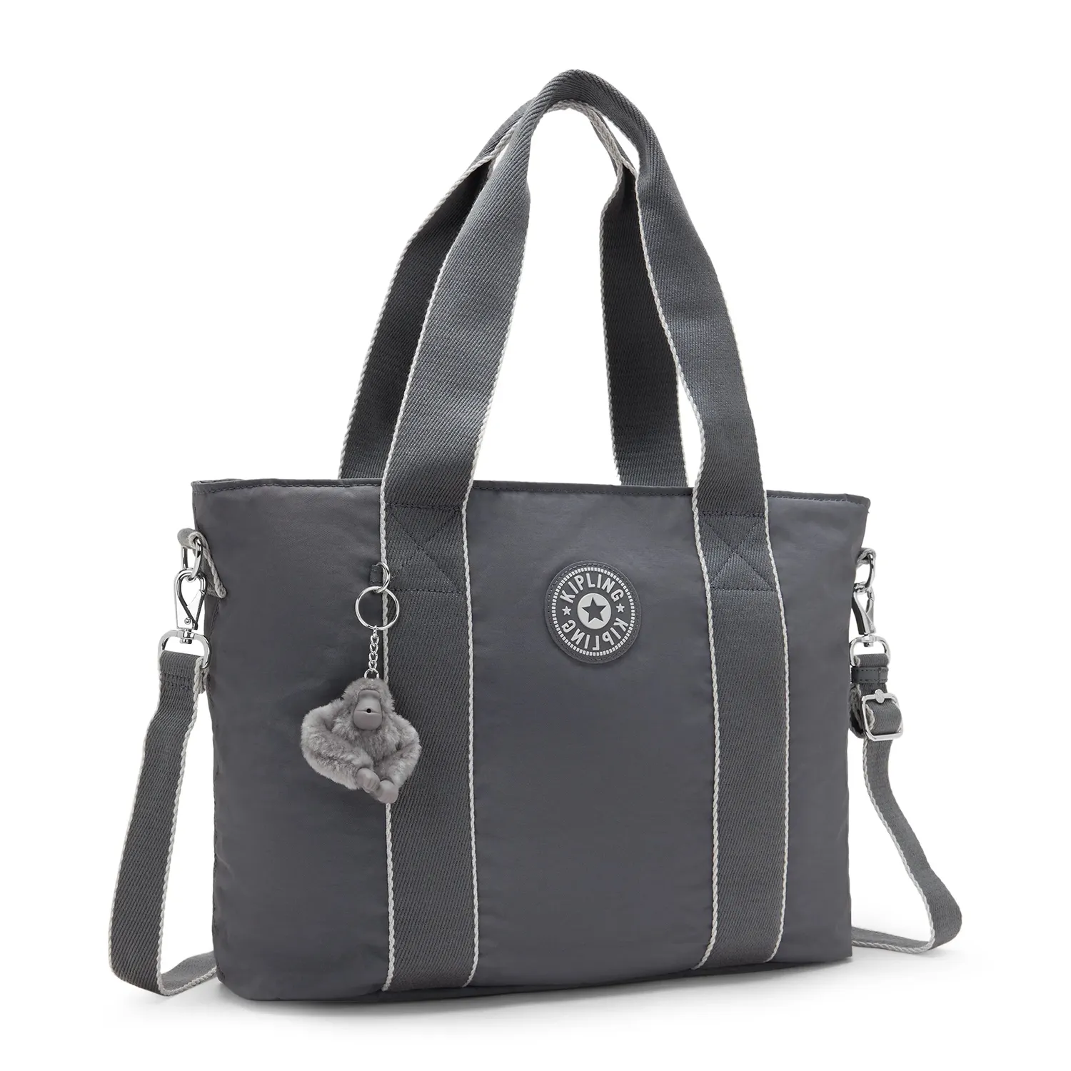 Kipling Minta L Up shopper moonlit grey groot schouderband