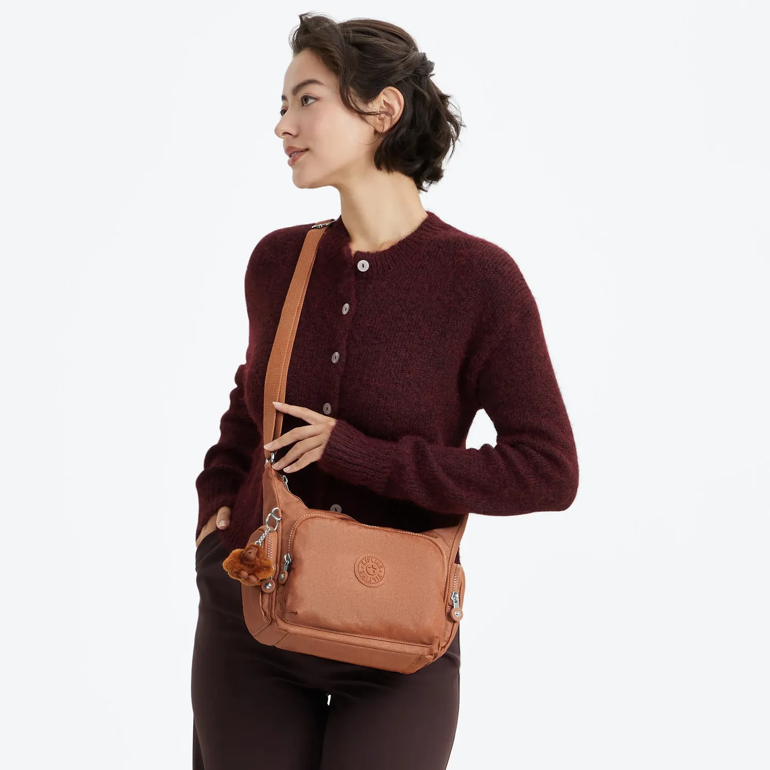 Kipling Gabb S crossbodytas Medium Copper Glimmer koperkleur