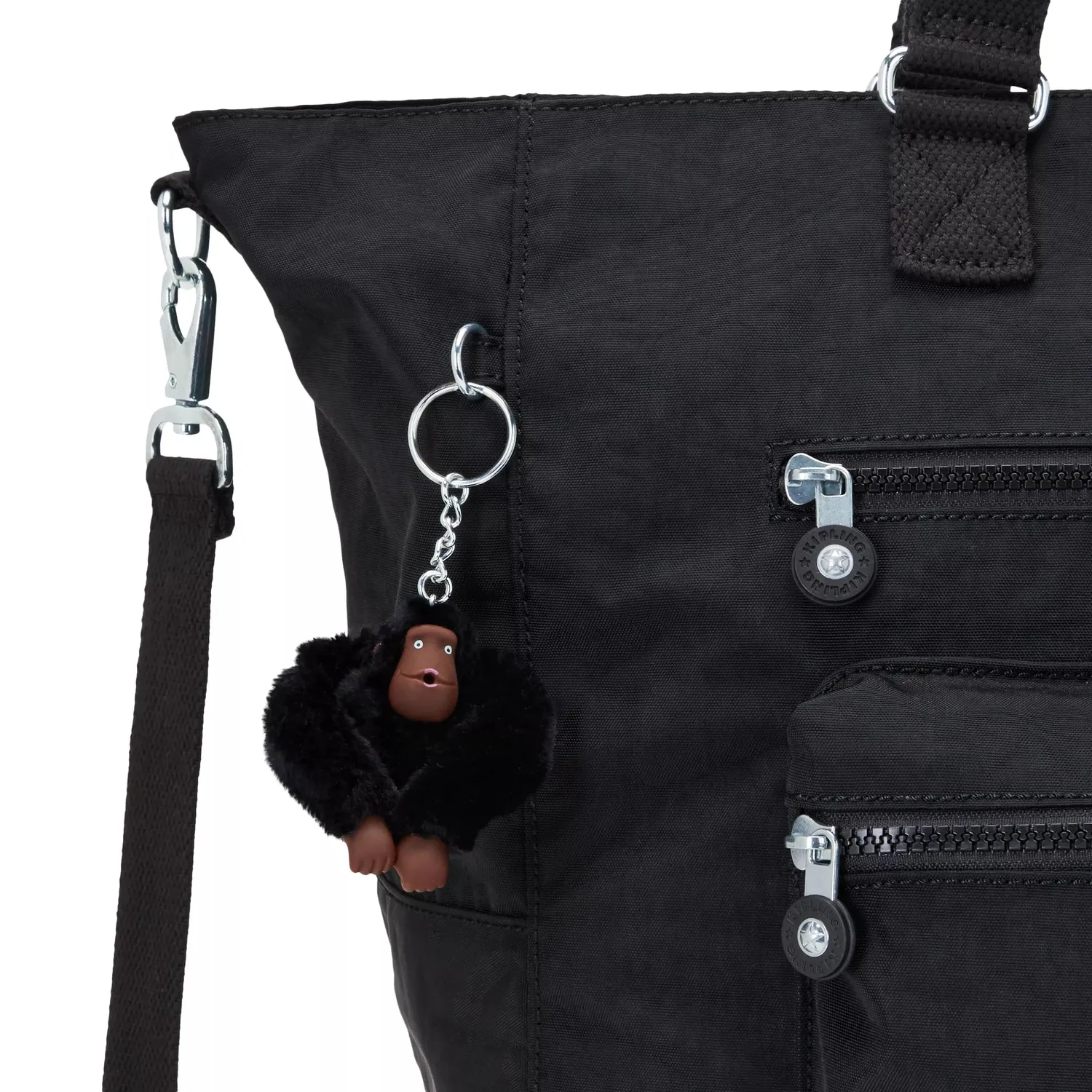 Kipling Isaac schoudertas Black Tonal groot waterafstotend