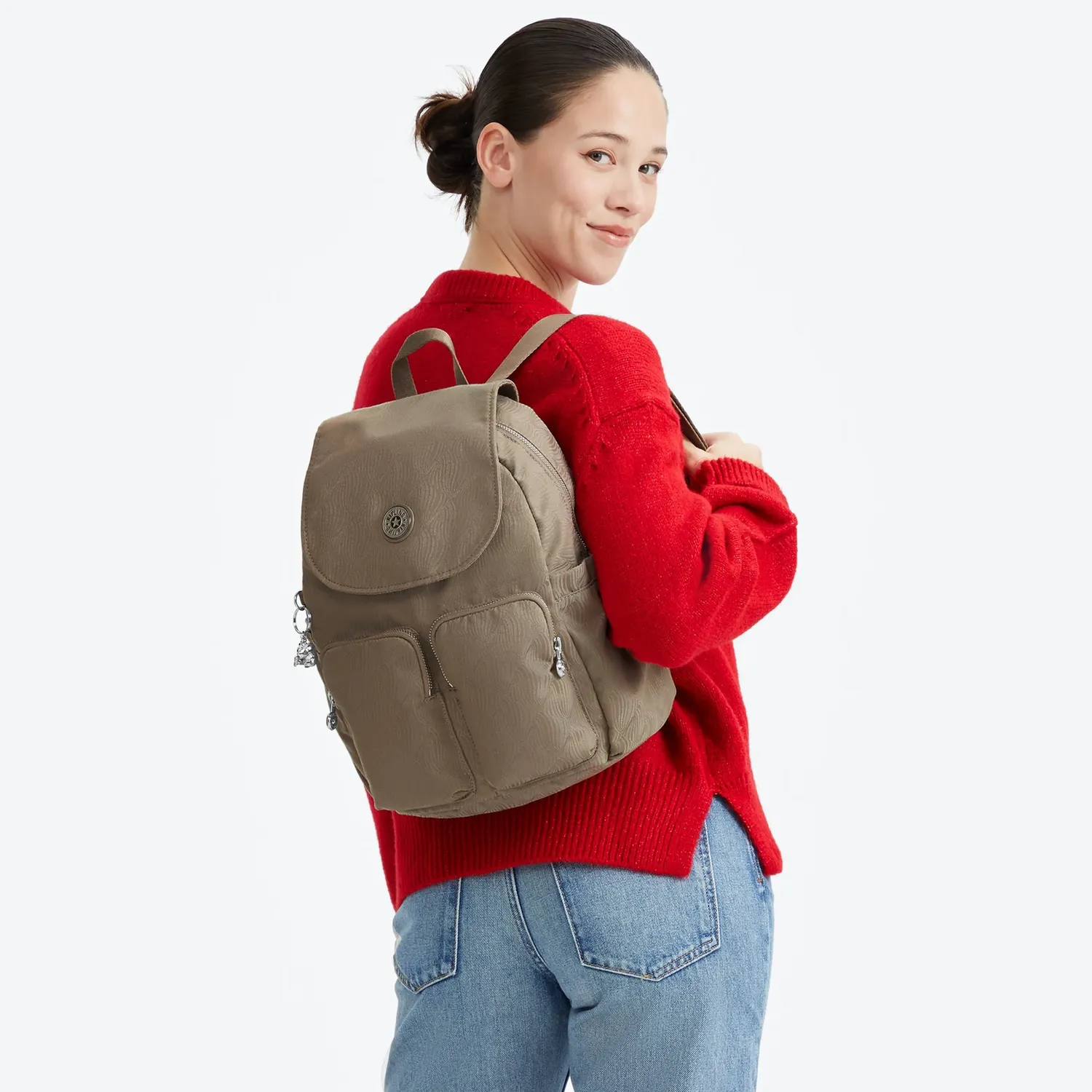 Kipling City Pocket S rugzak Diamond Wave Jacquard Klein klepsluiting