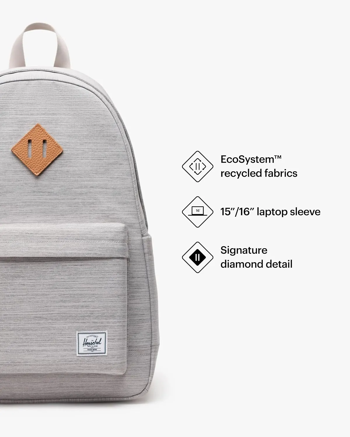 Herschel Heritage rugzak Light Grey Crosshatch grijs