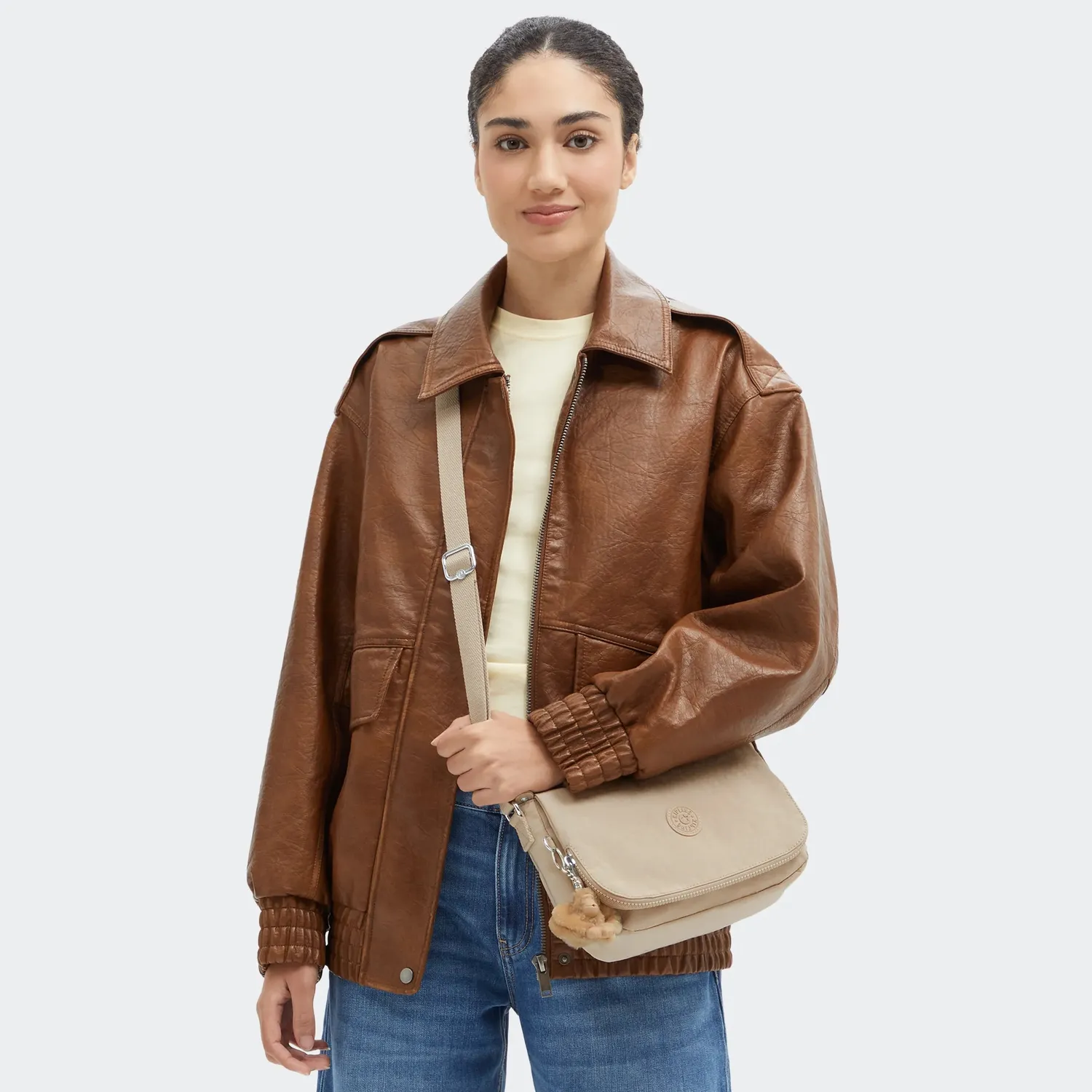 Kipling Earthbeat S handtas Klein sparkled beige crossbody