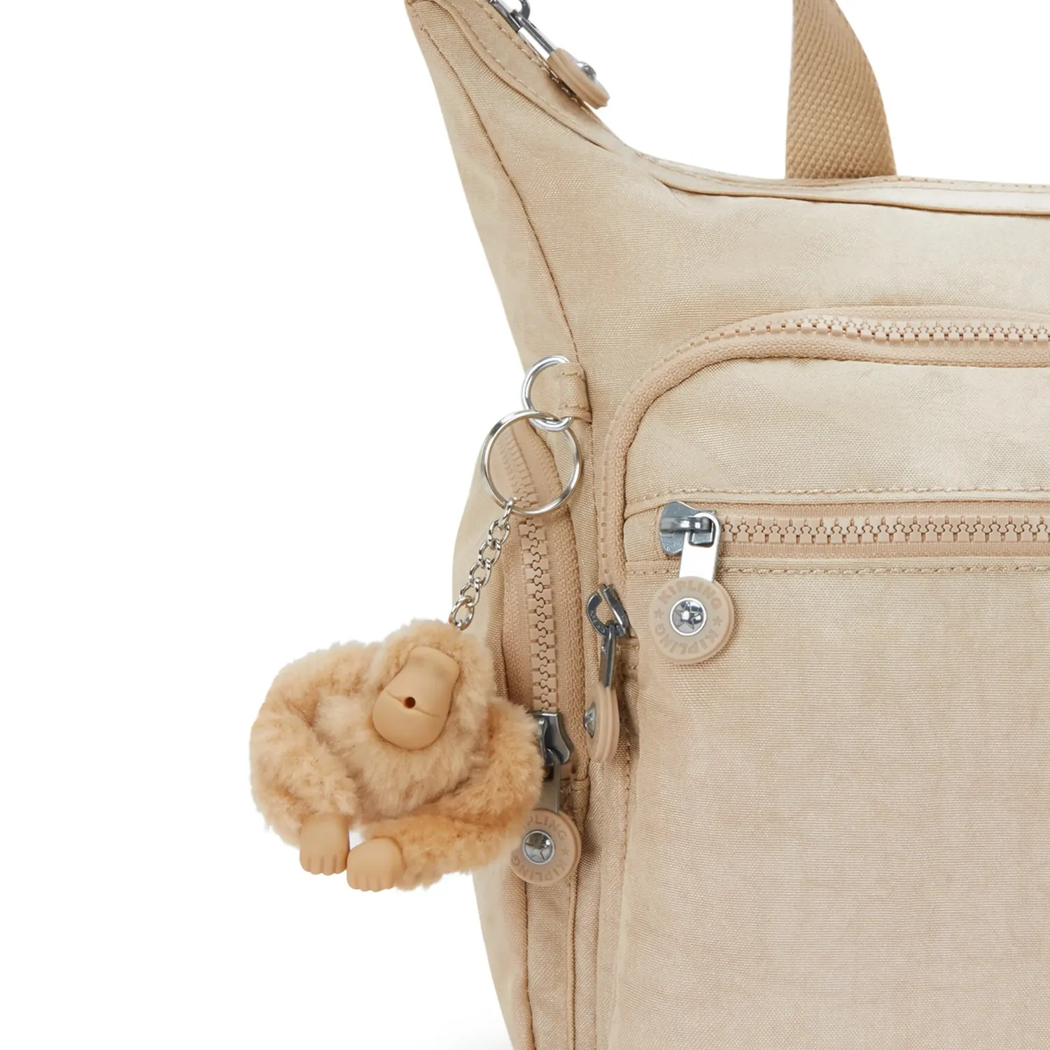 Kipling Gabbie schoudertas Medium Sparkled Beige licht