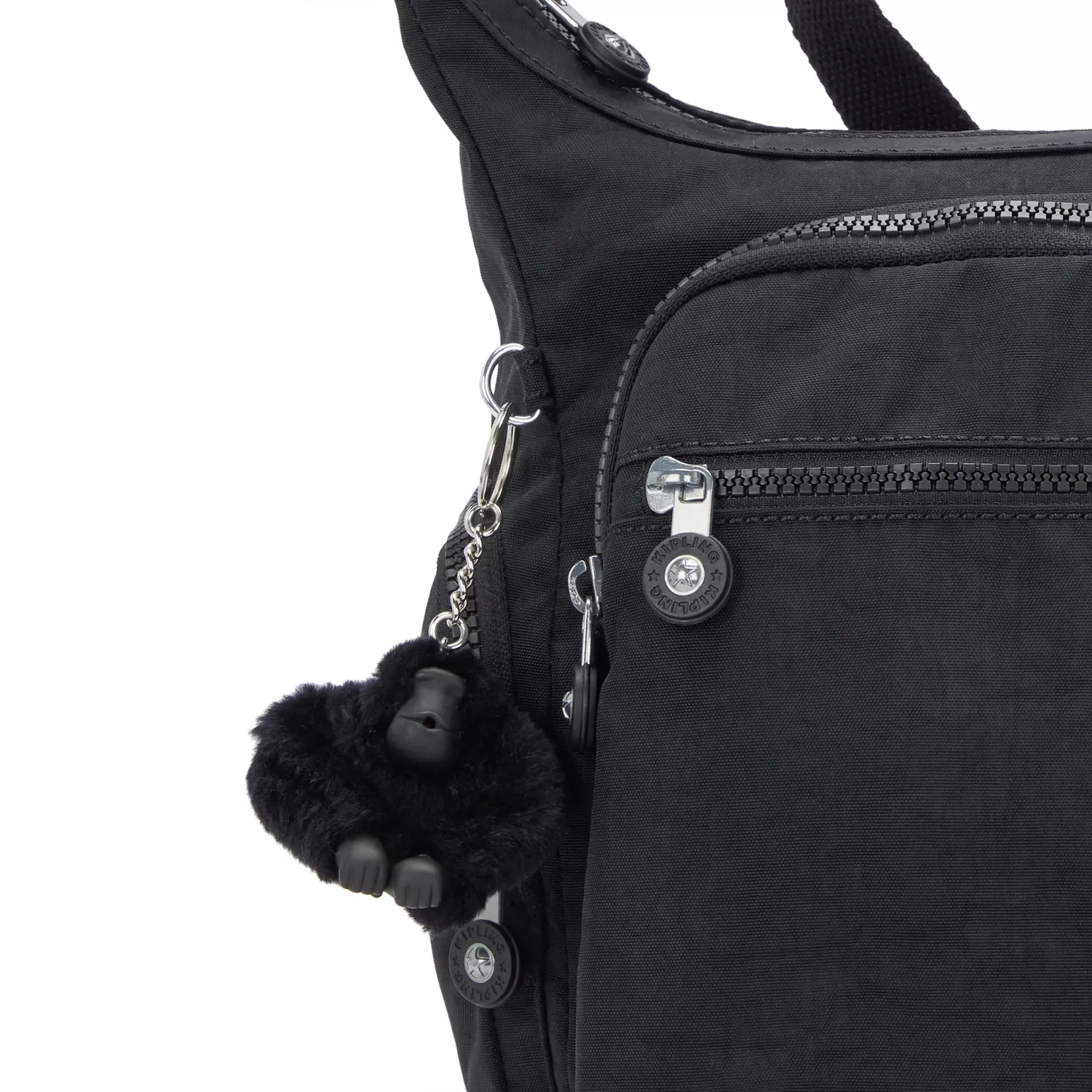 Kipling Gabbie crossbody tas Black Noir groot met ritsvakken