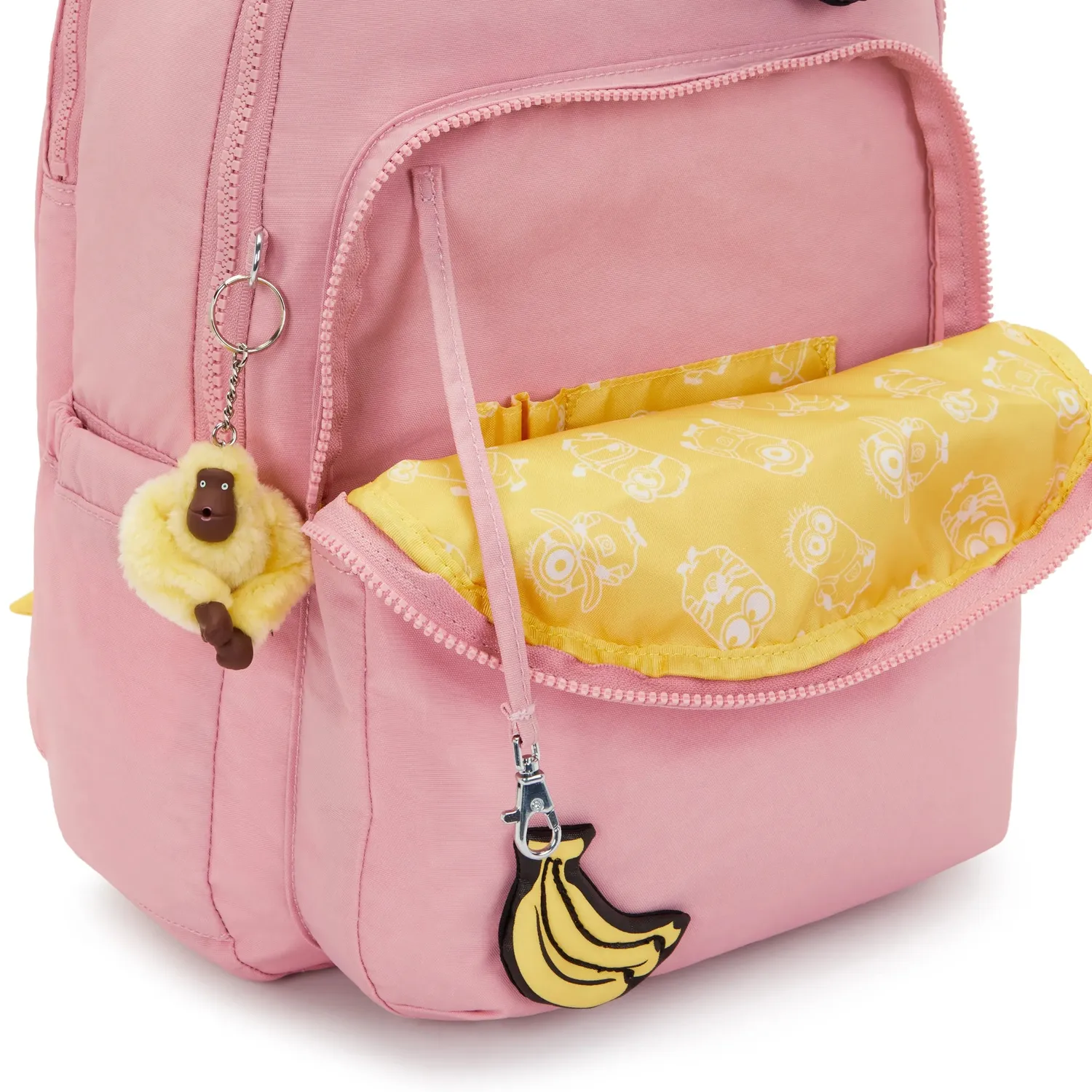 Kipling Seoul Lap rugzak Groot Pink Daisy Minions 15 inch