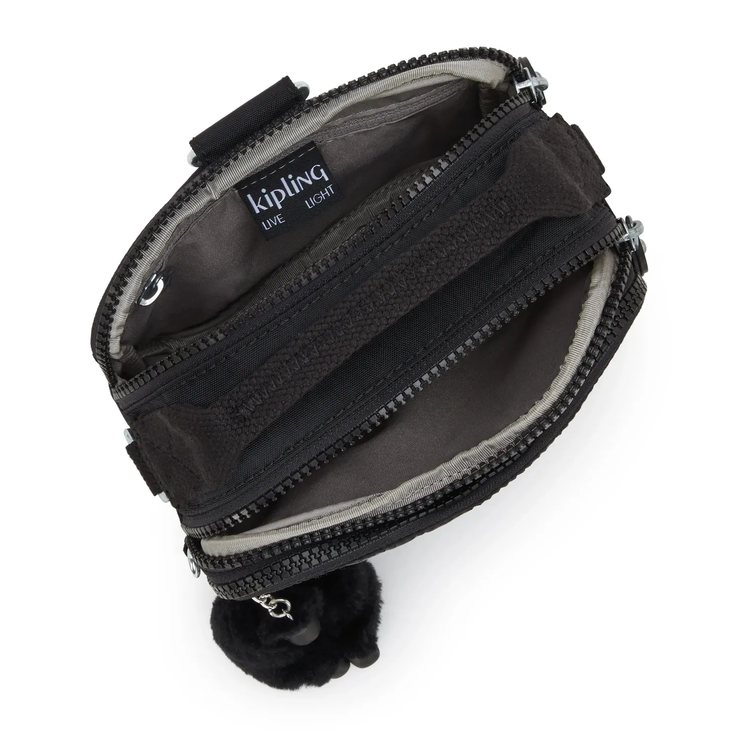 Kipling Cahir crossbody Black Noir klein met ritsvakken