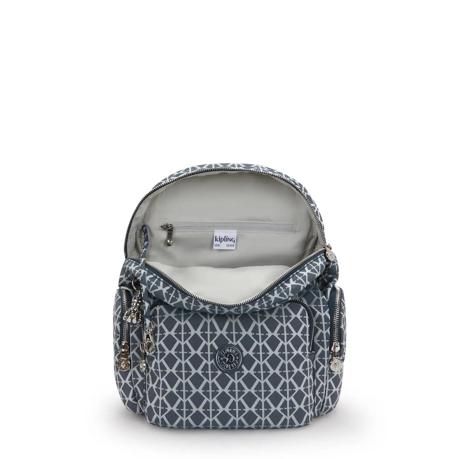 Kipling City Zip S rugzak Navy Sign Jacquard klein geweven
