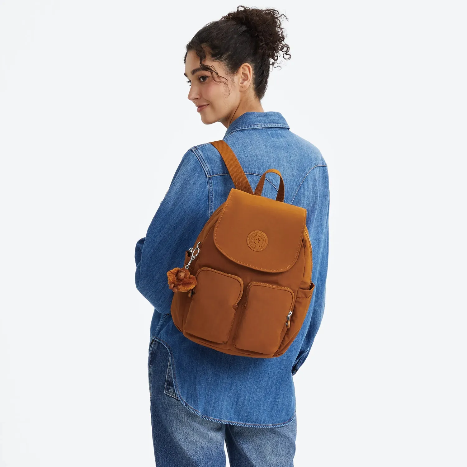 Kipling City Pocket S rugzak Klein Stylish Mokka klepsluiting
